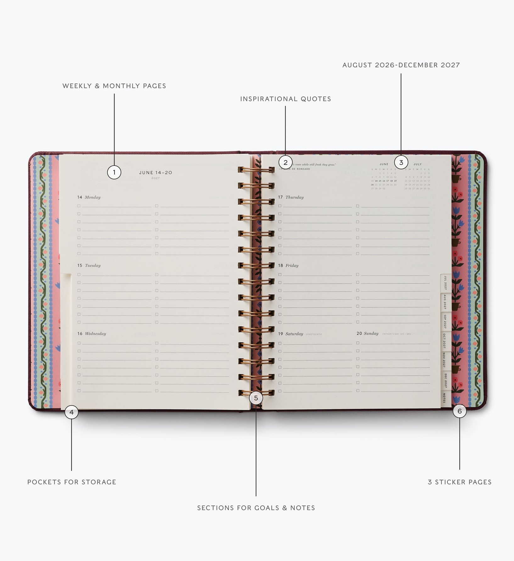 2026-2027 17-Month Academic Covered Spiral Planner - Ladies Night Book Club