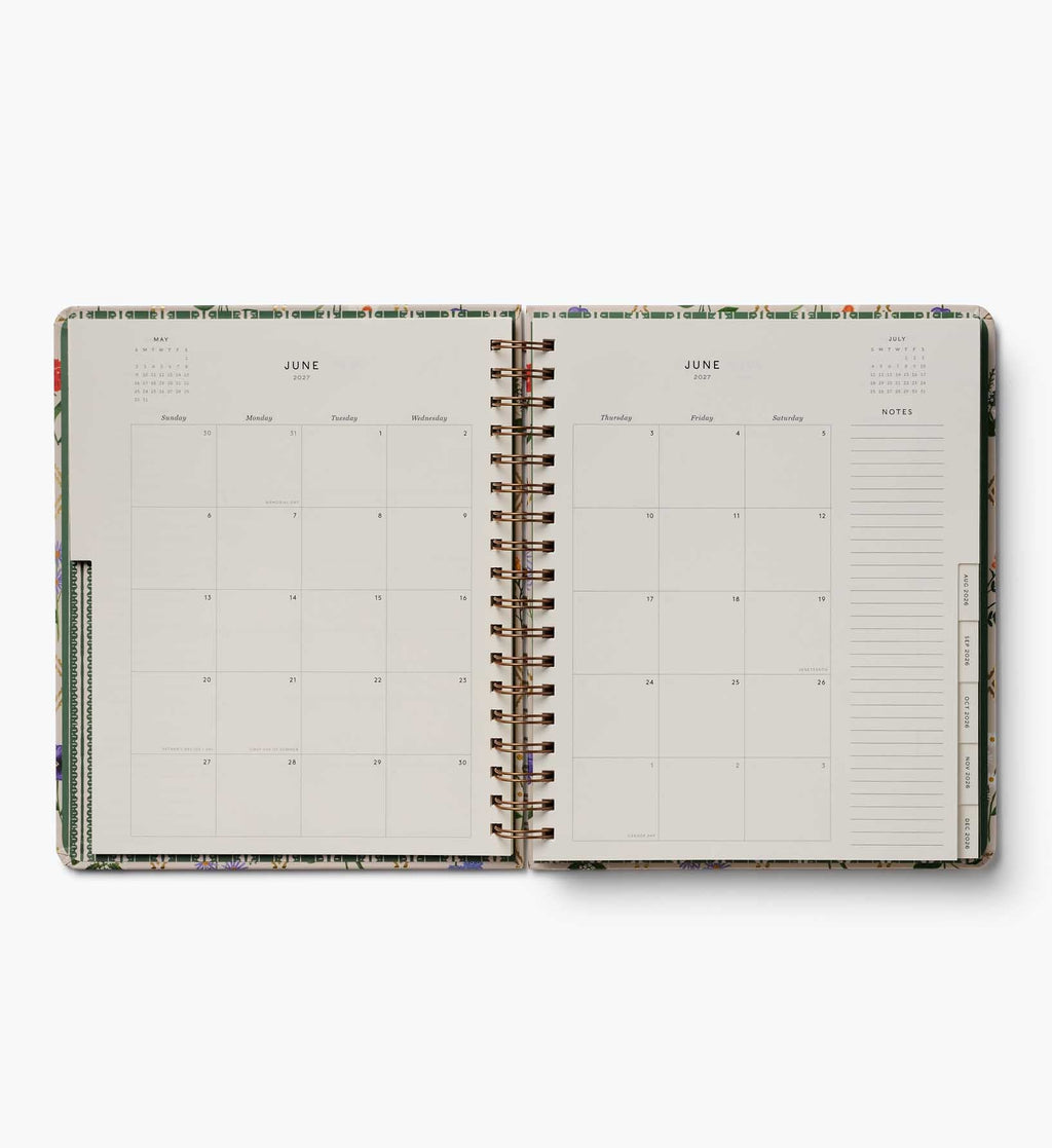 2026-2027 17-Month Academic Hardcover Spiral Planner - Garden Study