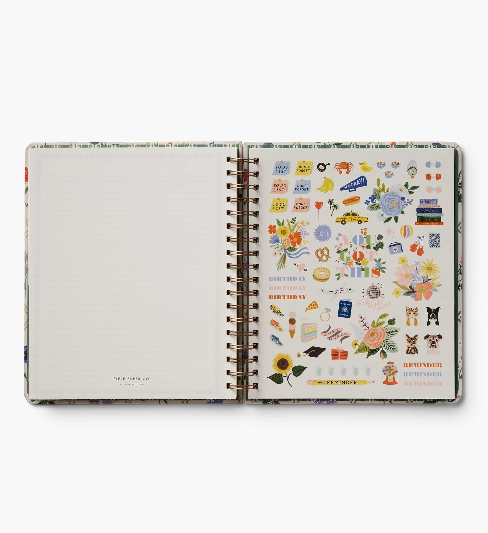 2026-2027 17-Month Academic Hardcover Spiral Planner - Garden Study