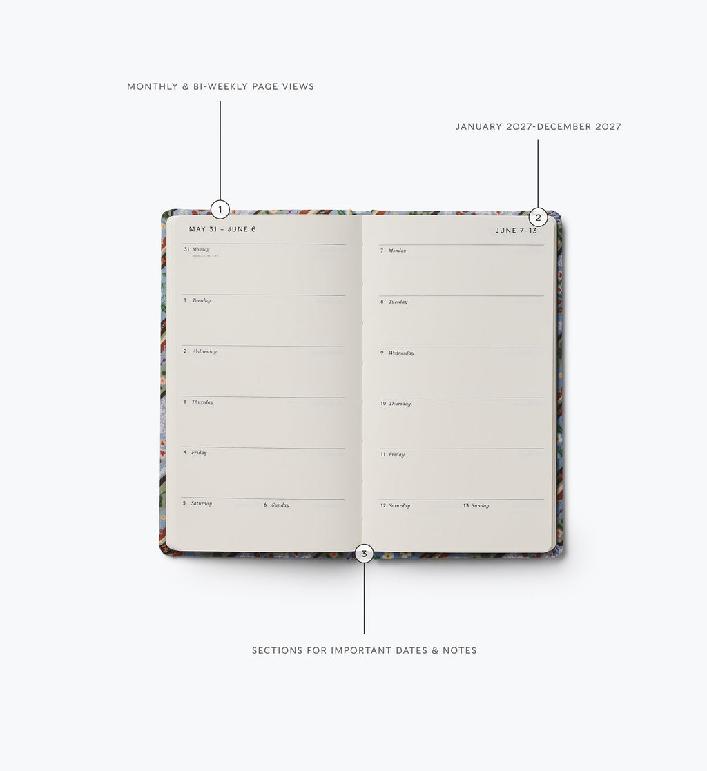 2027 12-Month Hardcover Pocket Planner - Paisley