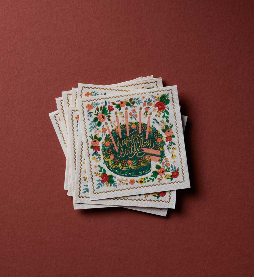 Paper Cocktail Napkins - Floral Cake