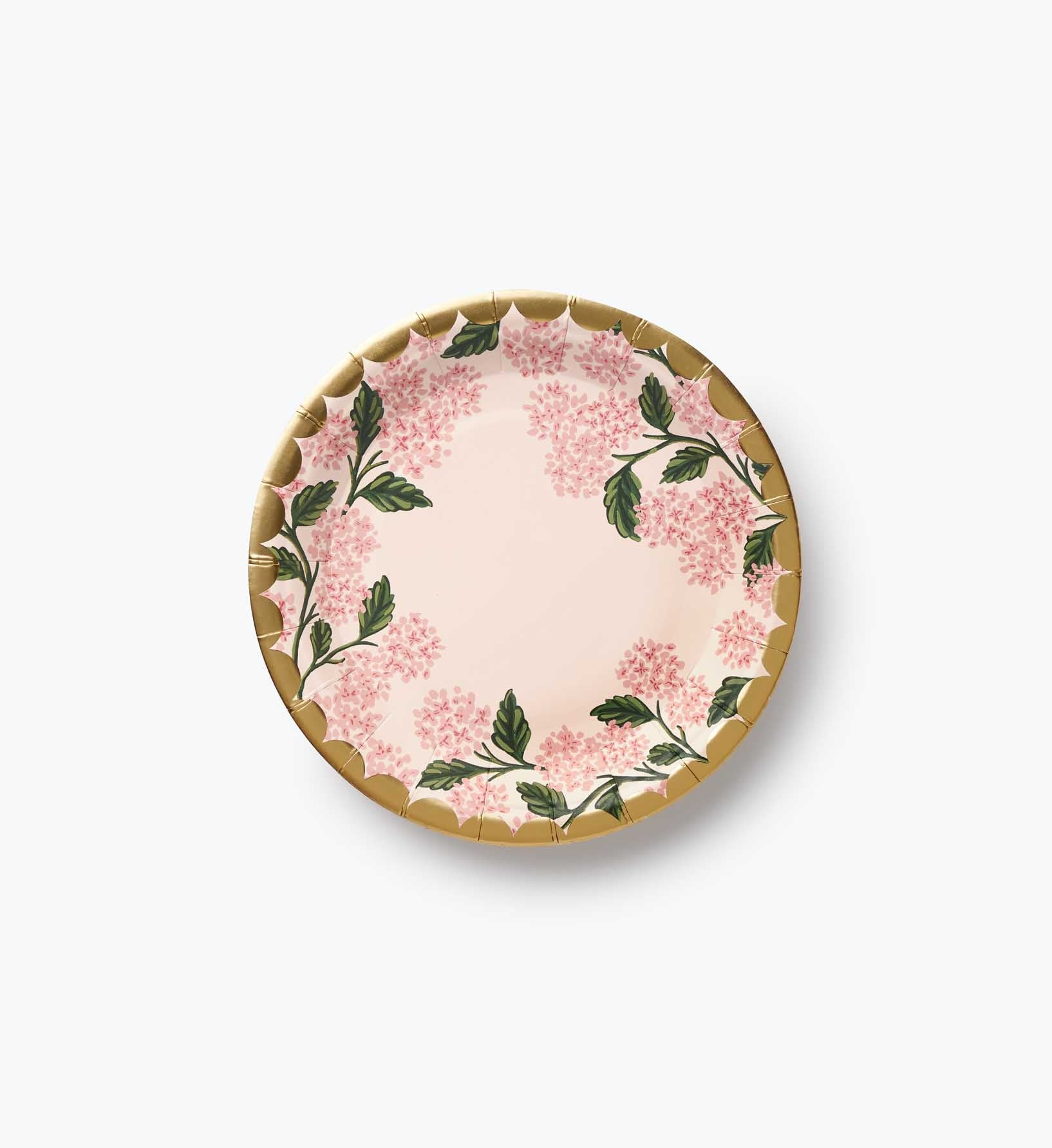 Small Paper Plates - Pink Hydrangea