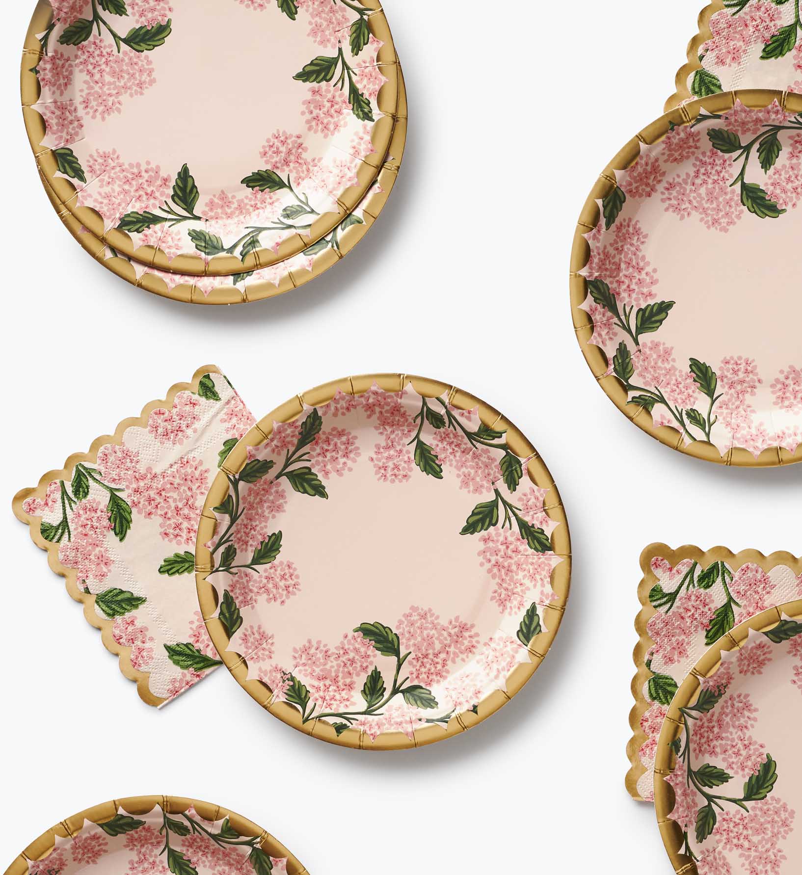 Small Paper Plates - Pink Hydrangea