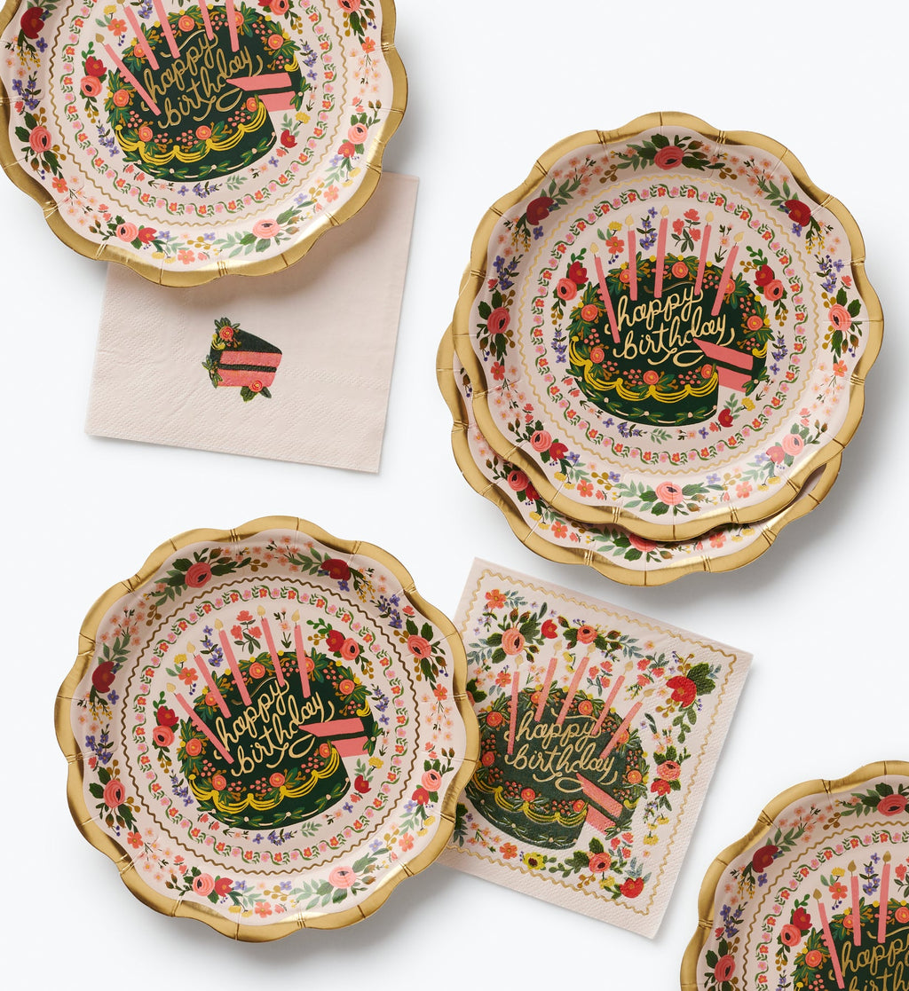 Small Paper Plates - Floral Cake