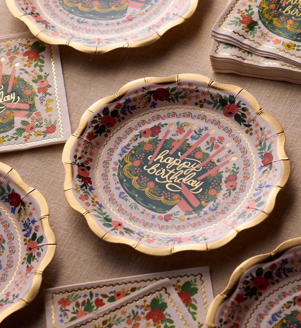 Small Paper Plates - Floral Cake