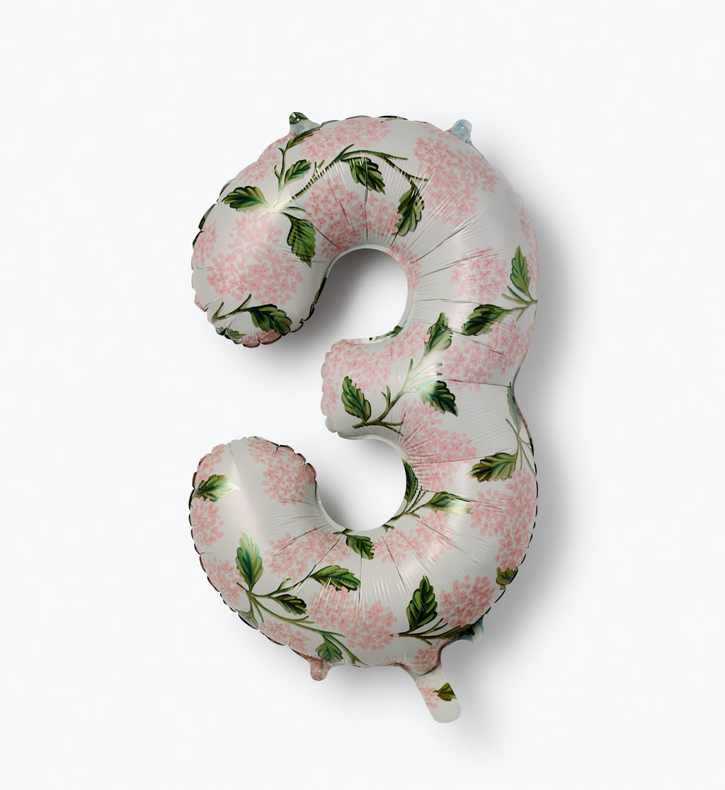 Numbered Foil Balloon - Pink Hydrangea