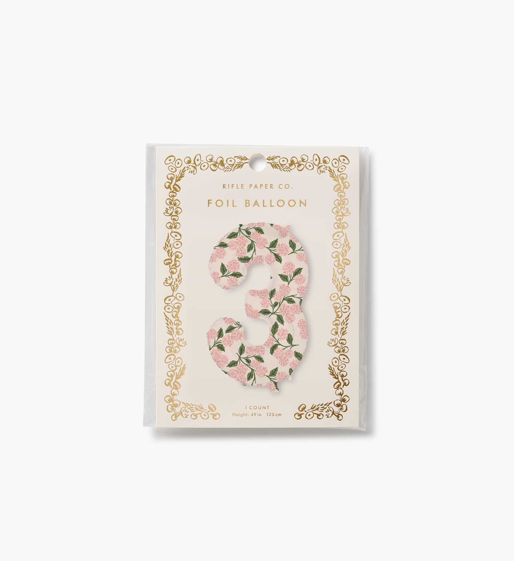 Numbered Foil Balloon - Pink Hydrangea