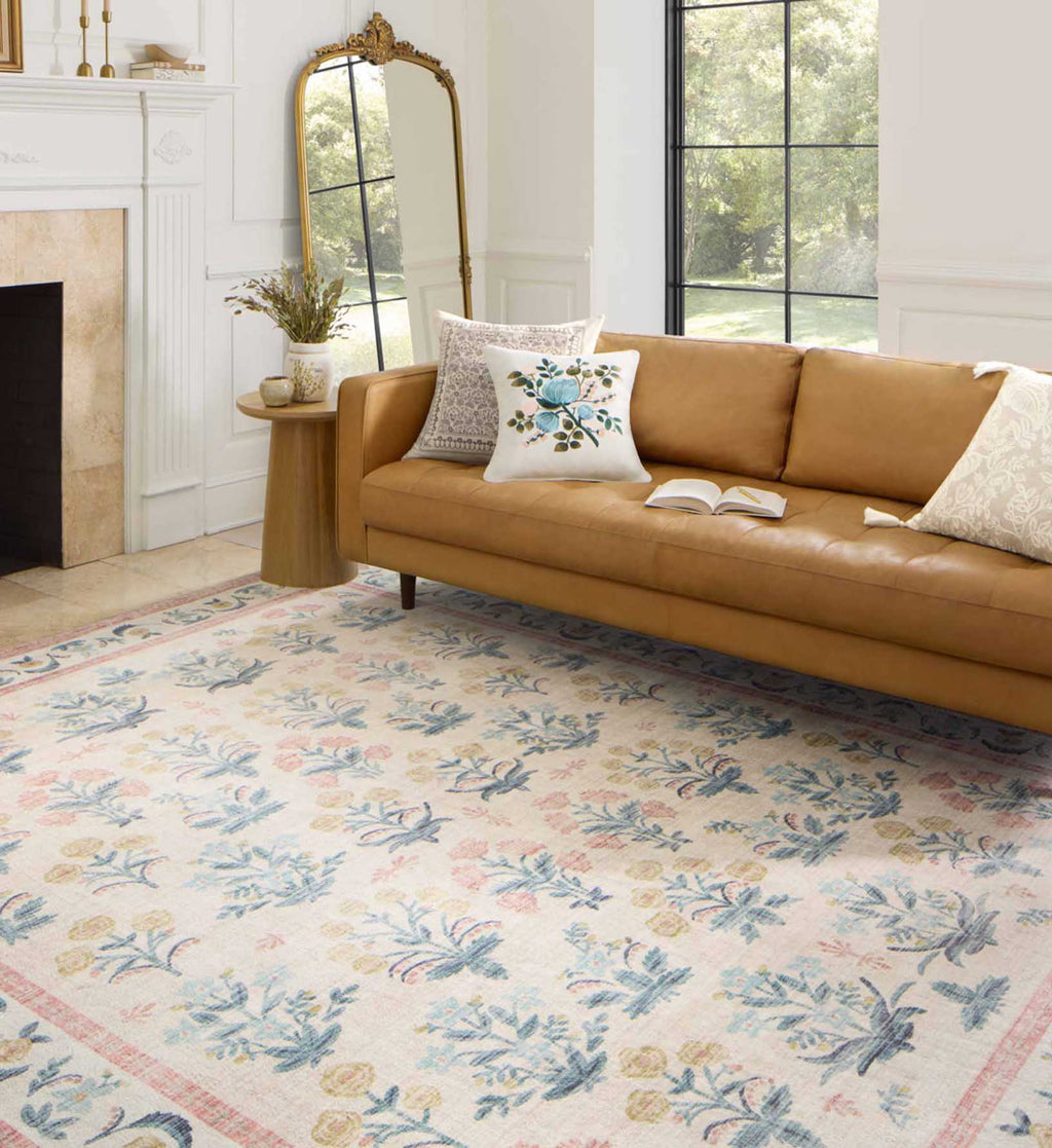 Eden Mughal Rose Power Loomed Rug - Blush