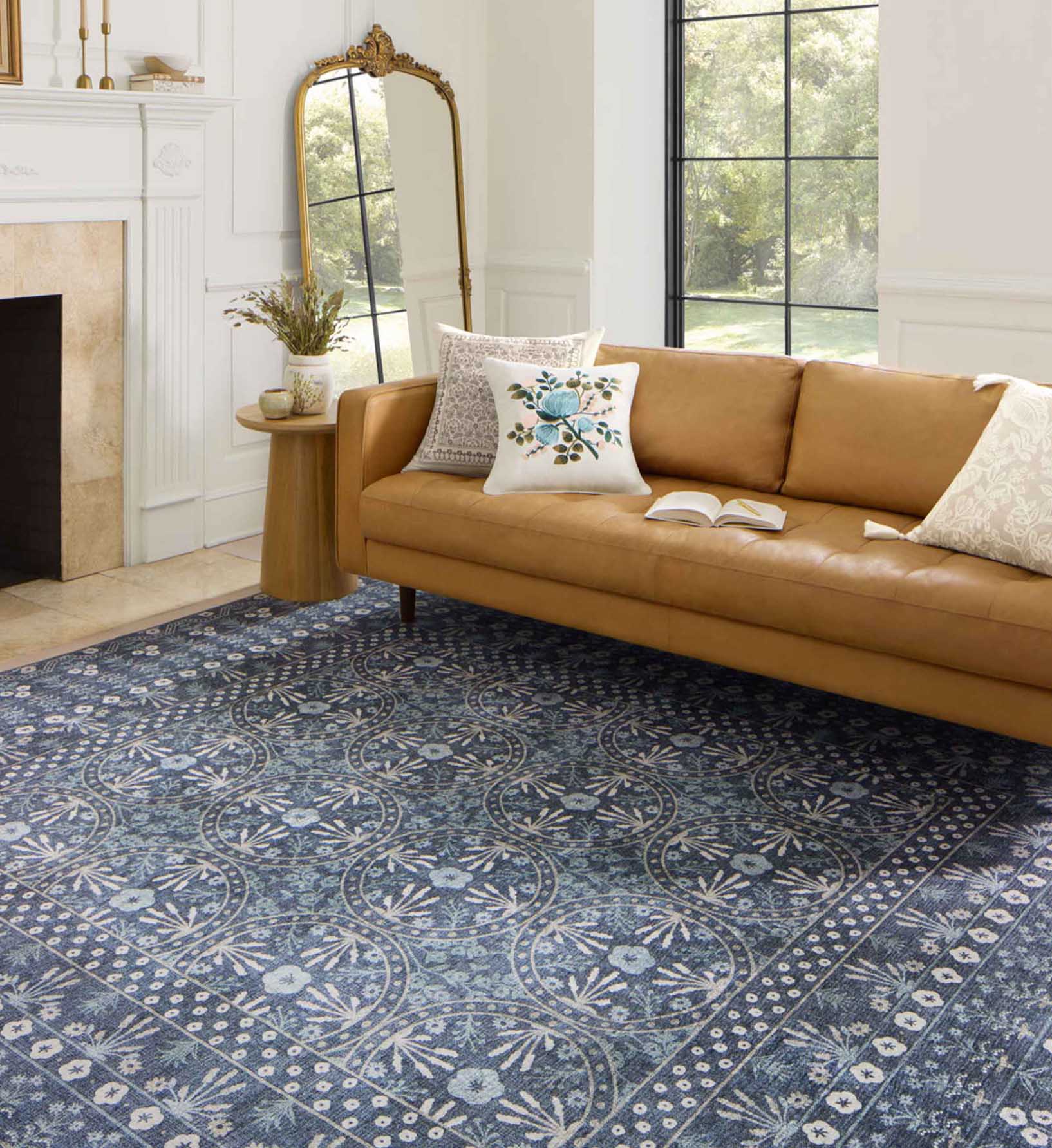 Maison Rosette Power Loomed Rug - Blue