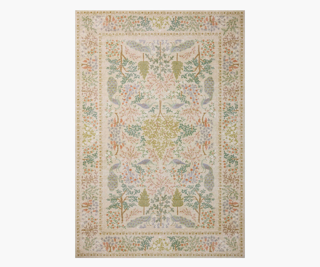 Canopy Peacock Forest Printed Rug - Cream