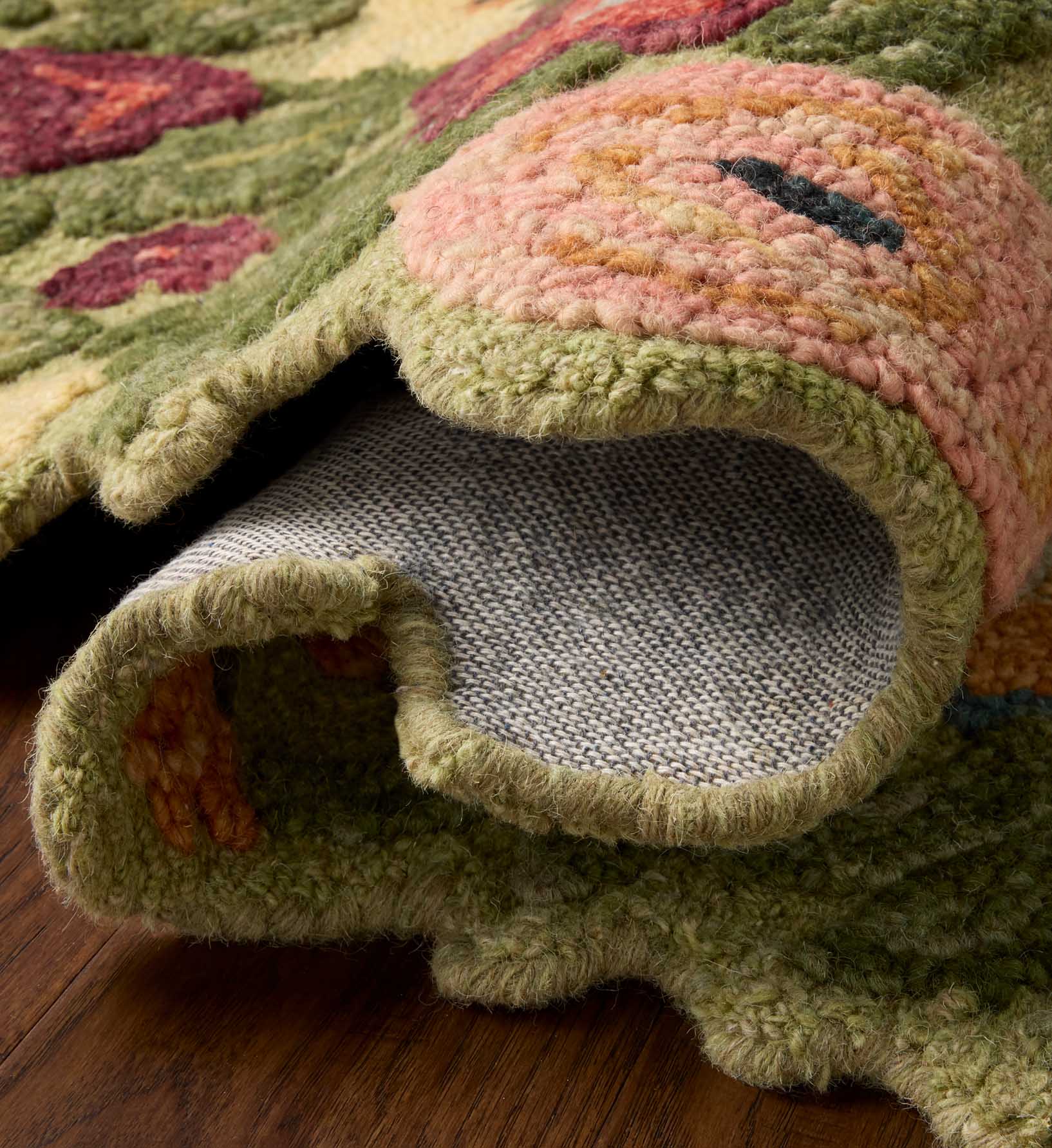 Edith Wool Hooked Rug - Green