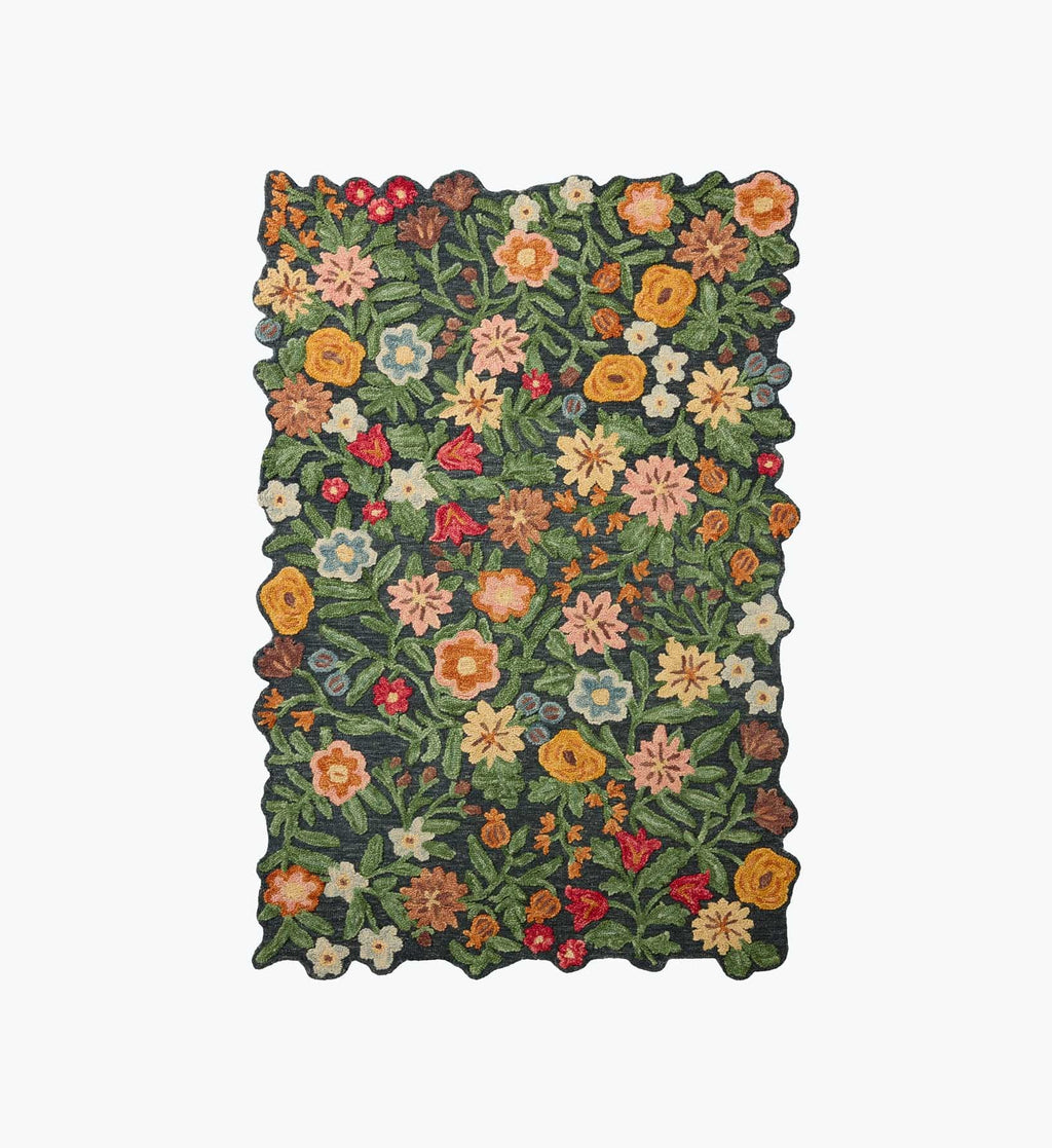 Edith Wool Hooked Rug - Navy
