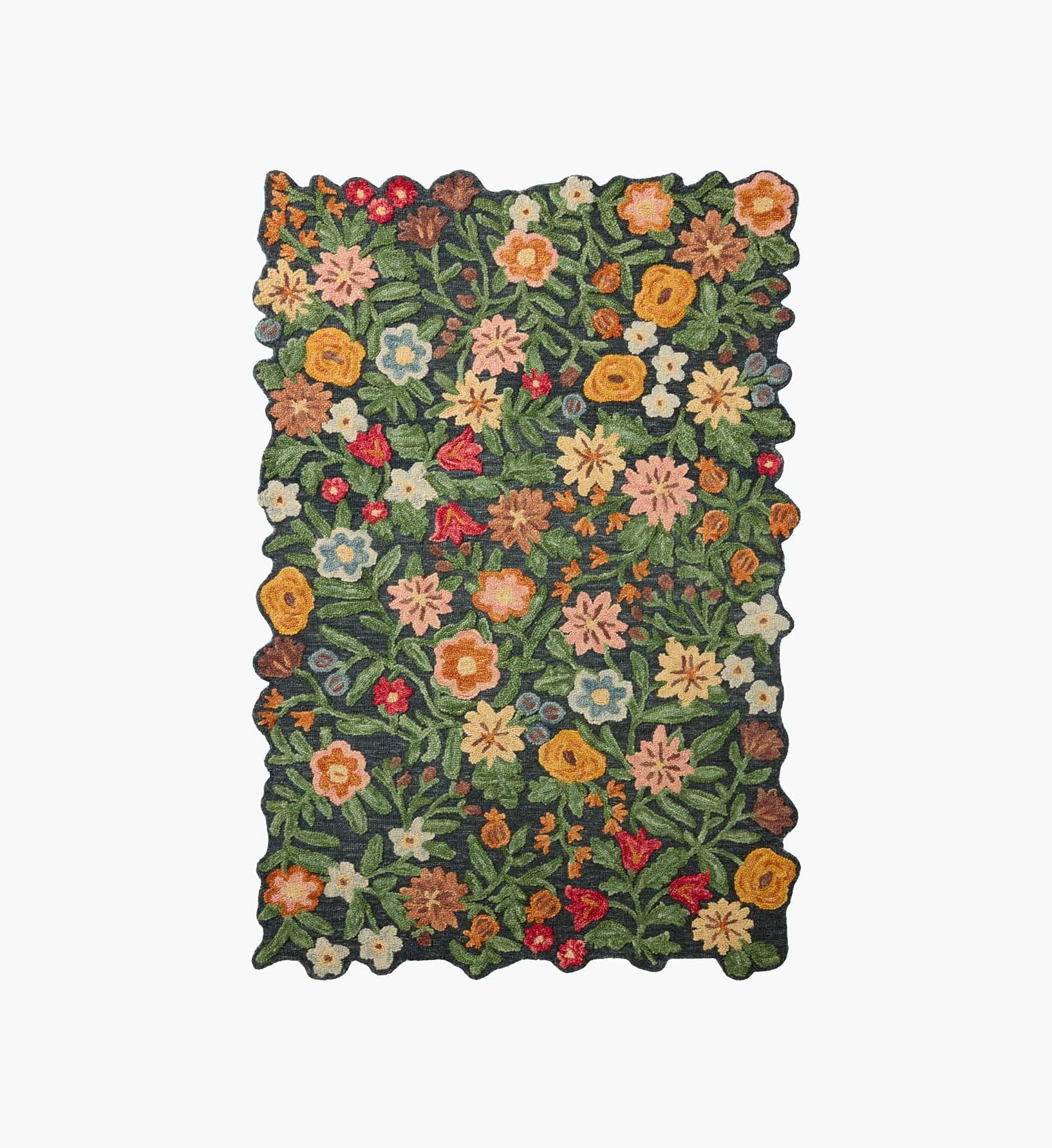 Edith Wool Hooked Rug - Navy
