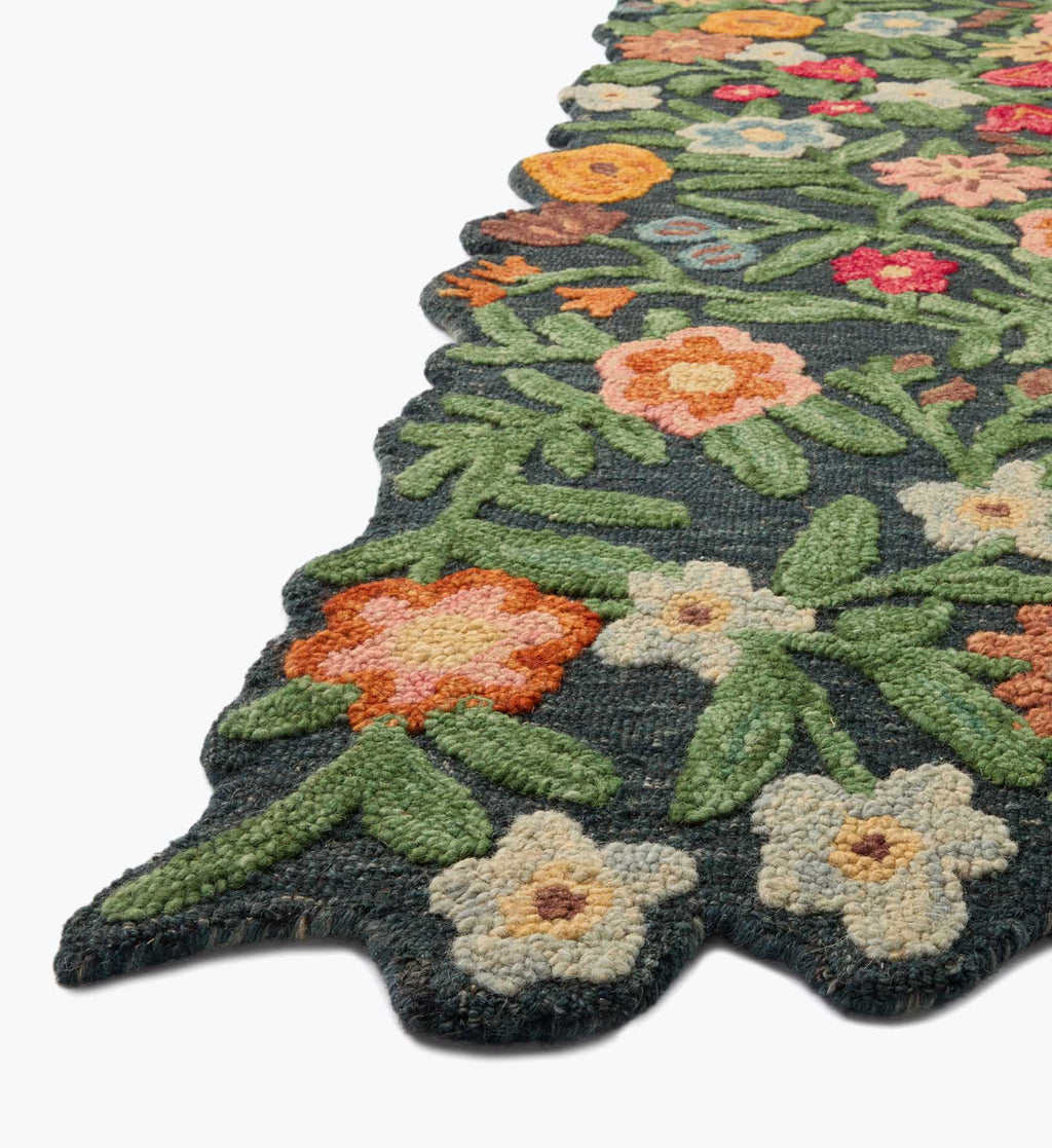 Edith Wool Hooked Rug - Navy