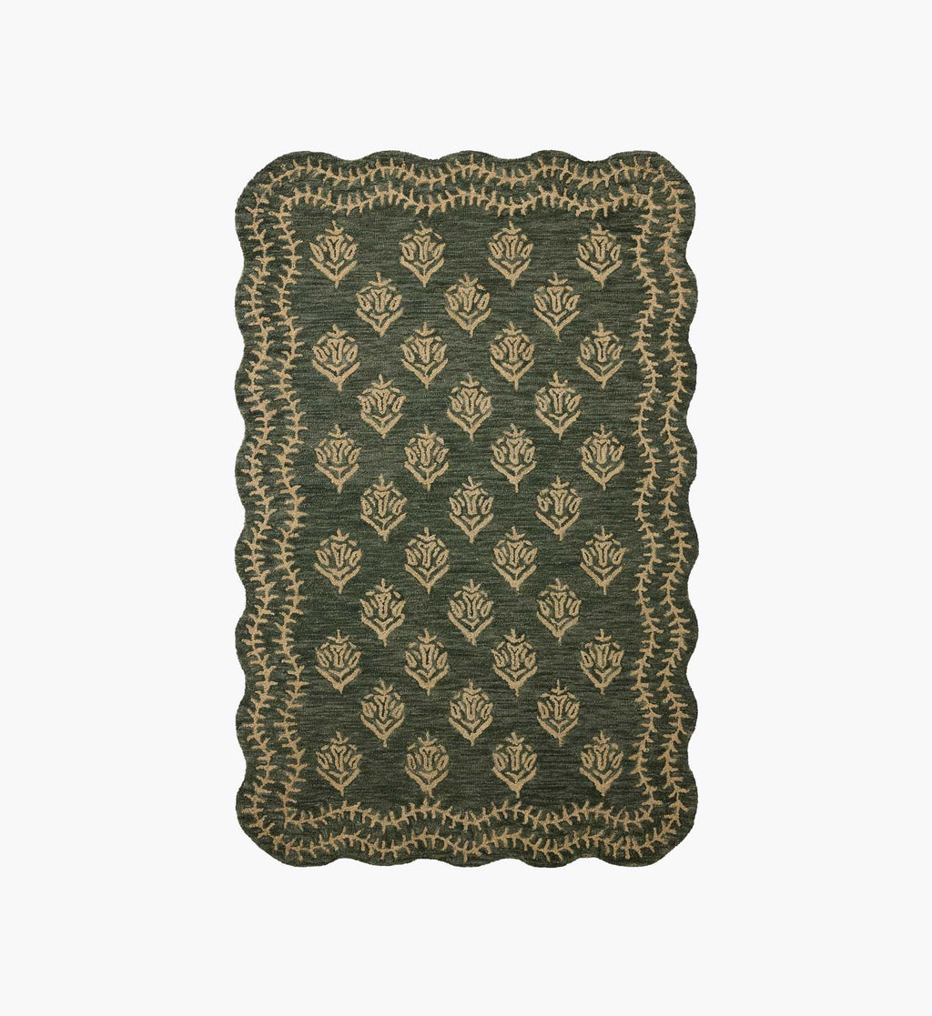 Lisette Wool Hooked Rug - Forest & Oatmeal