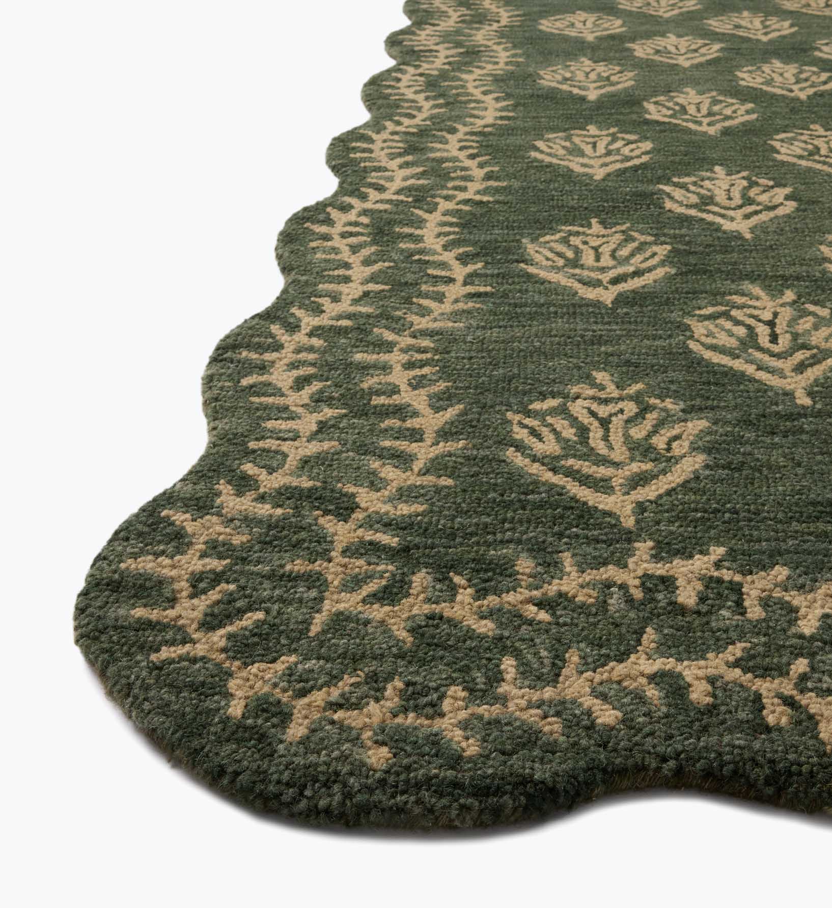 Lisette Wool Hooked Rug - Forest & Oatmeal