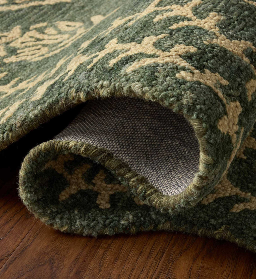 Lisette Wool Hooked Rug - Forest & Oatmeal