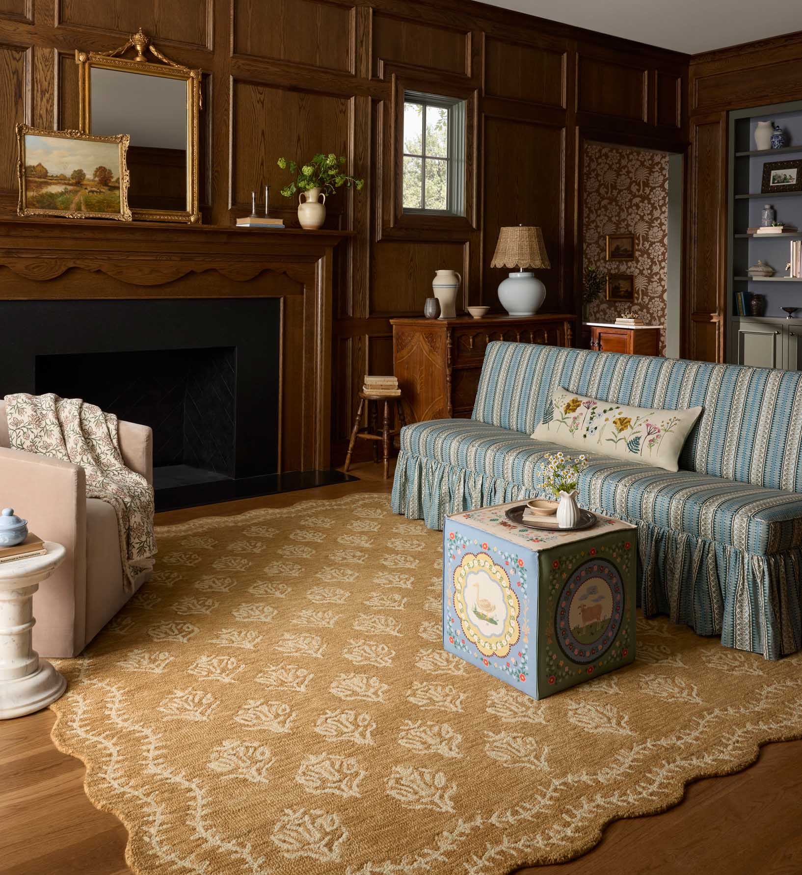 Lisette Wool Hooked Rug - Wheat & Ivory