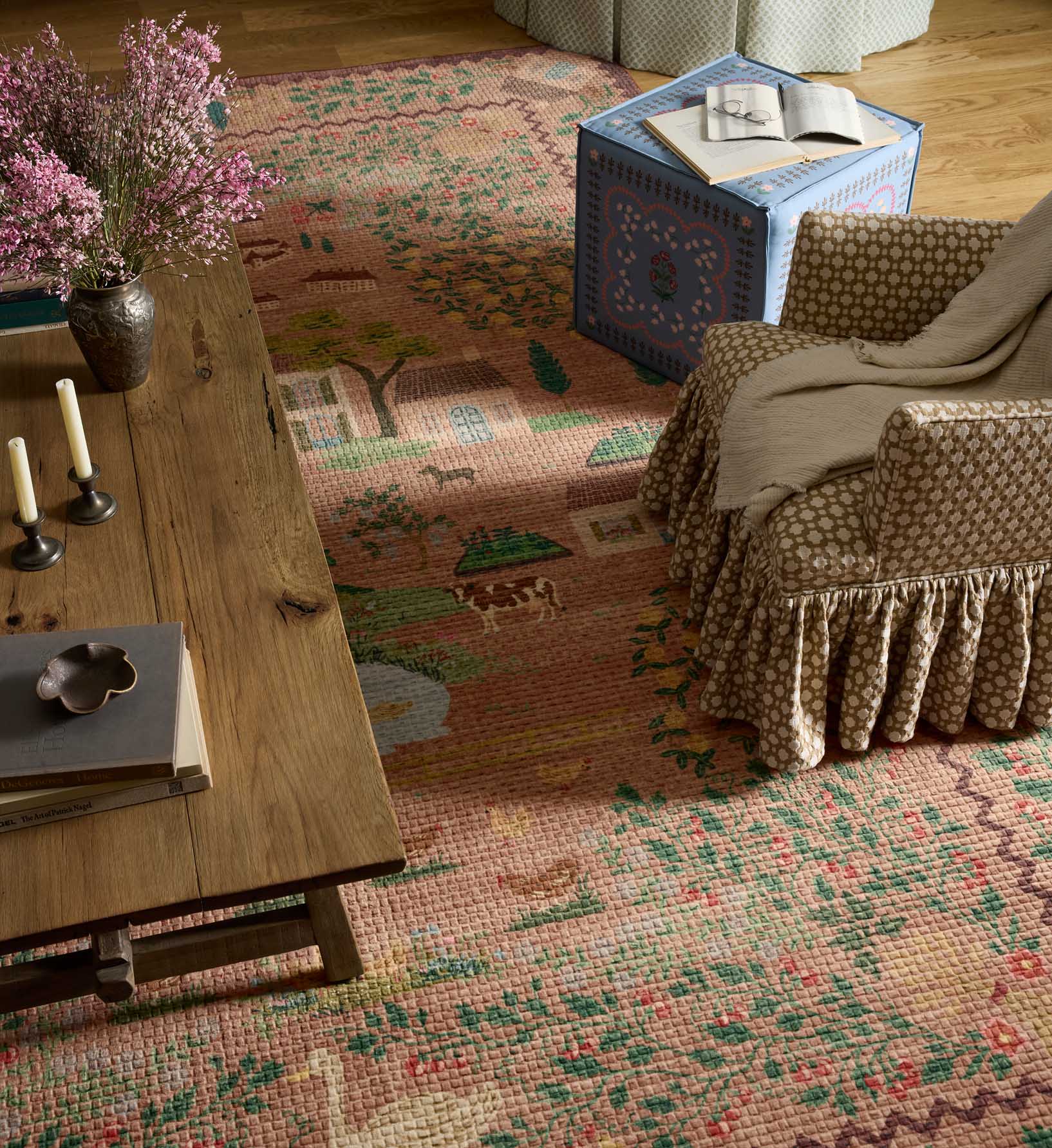 Orchard Country Farm Washable Rug - Mauve