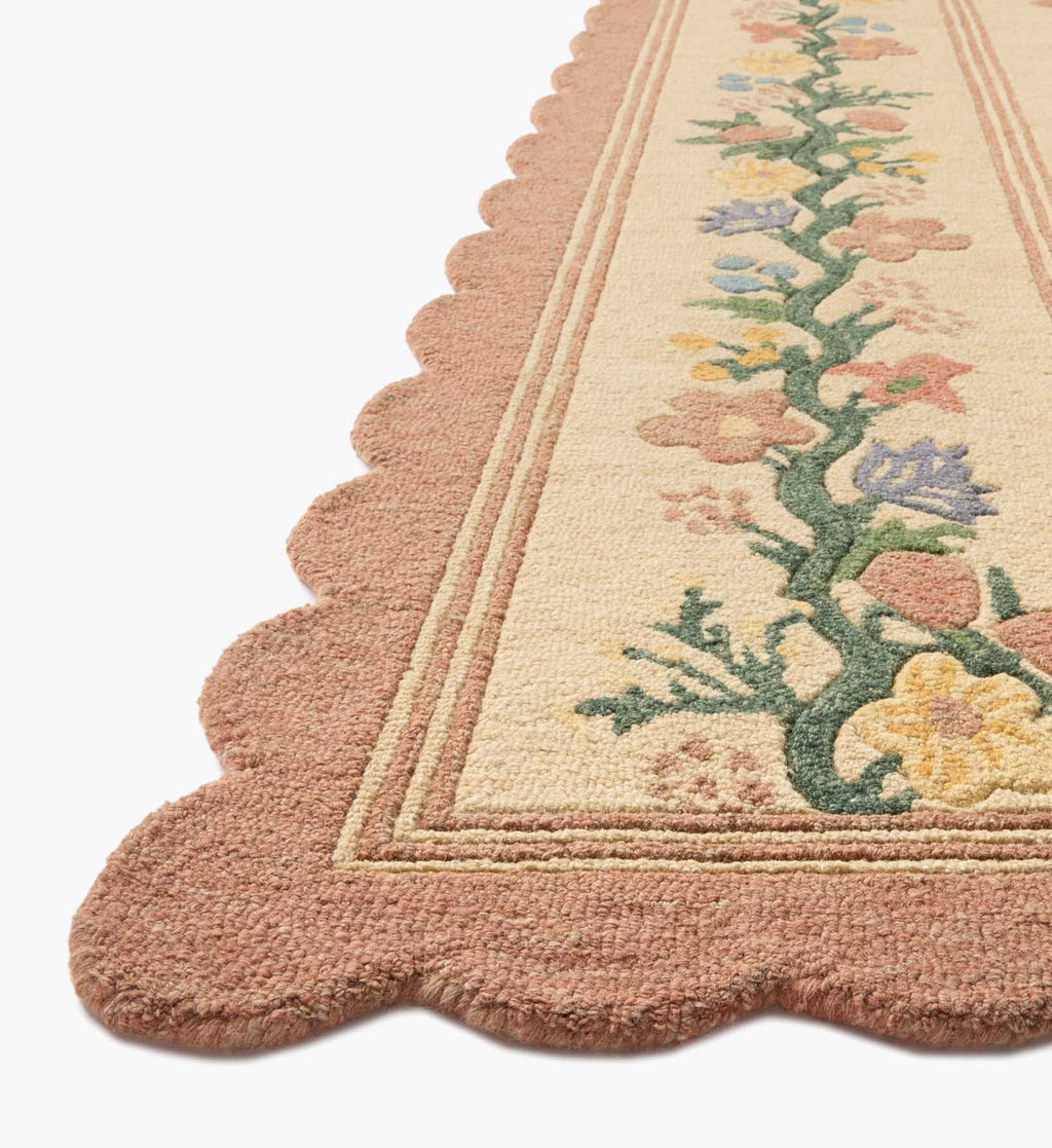 Thistle Wool Hooked Rug - Blush