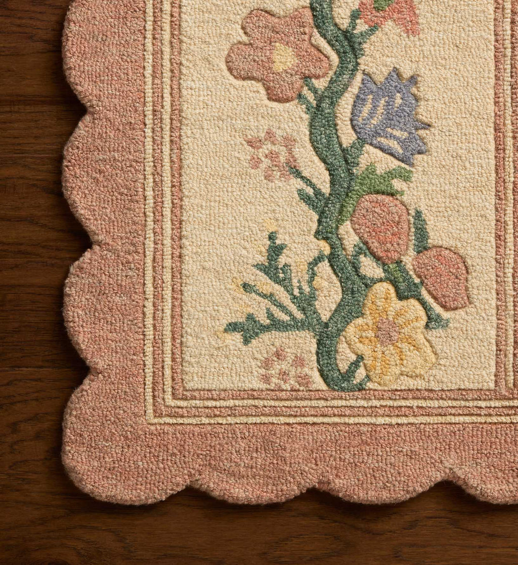 Thistle Wool Hooked Rug - Blush