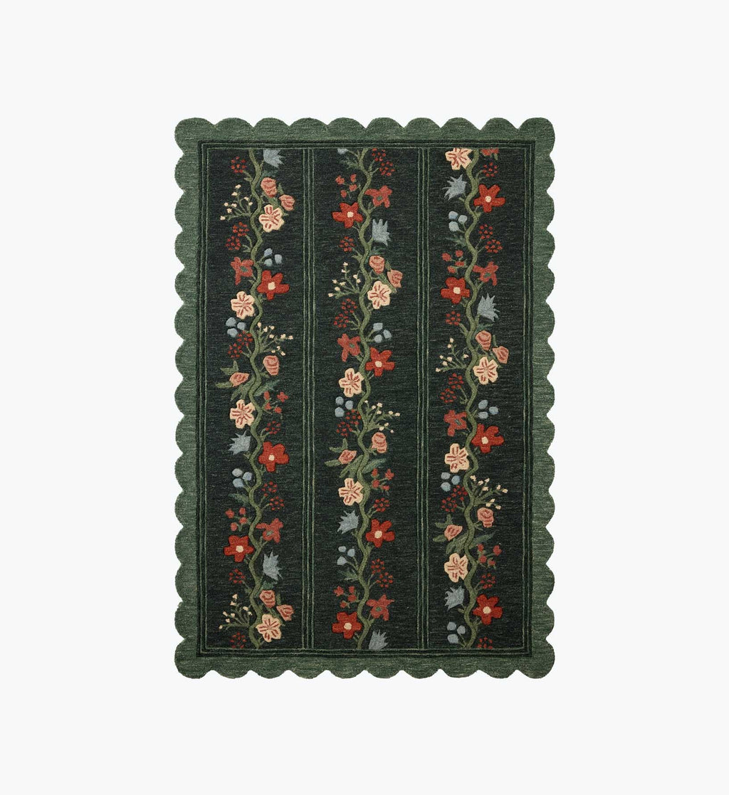 Thistle Wool Hooked Rug - Forest