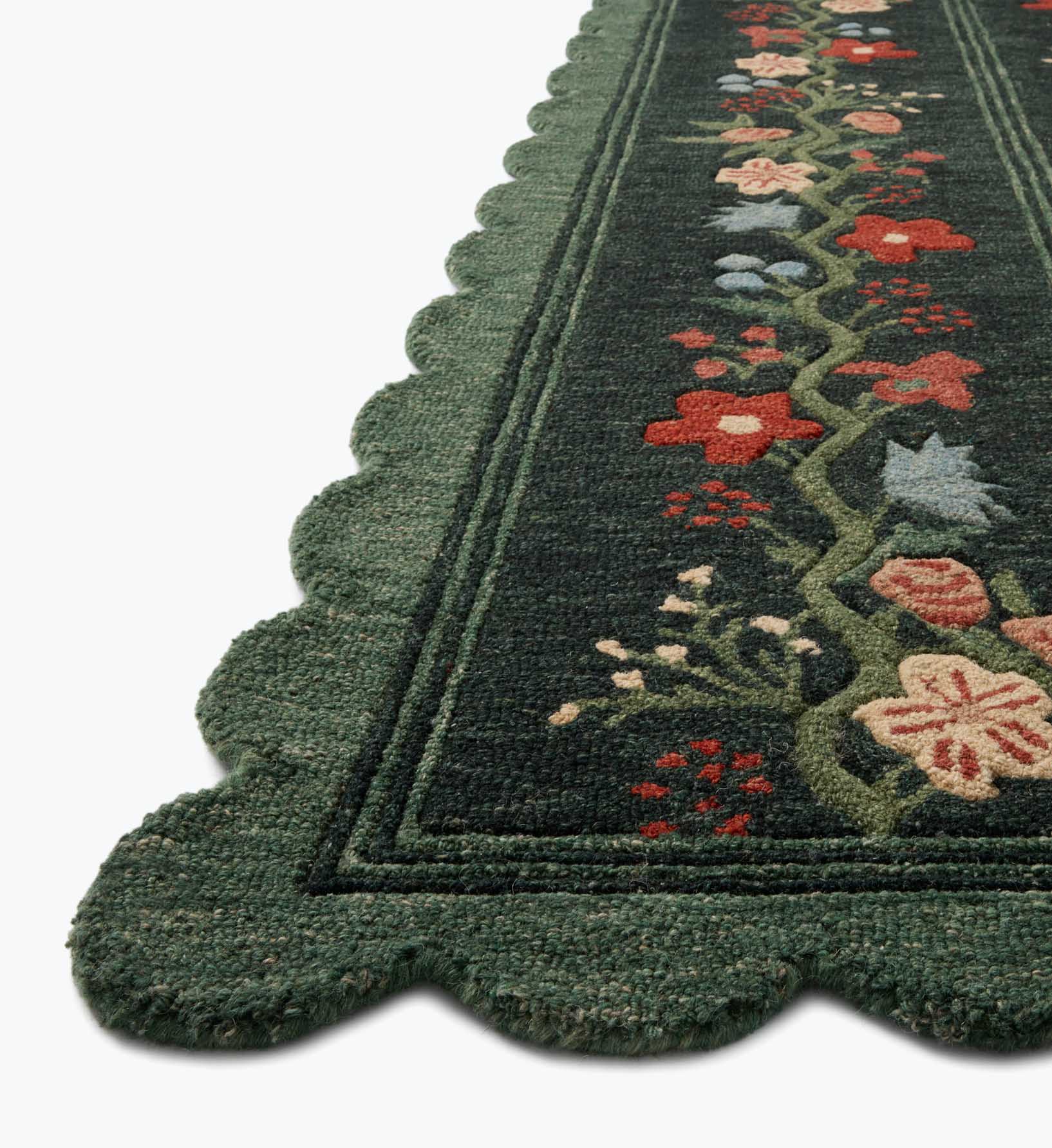 Thistle Wool Hooked Rug - Forest