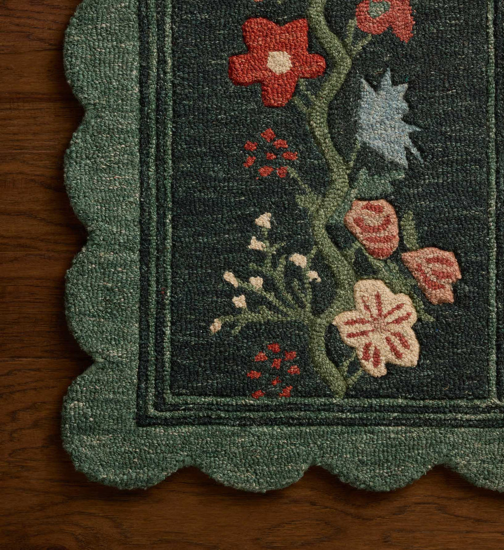 Thistle Wool Hooked Rug - Forest