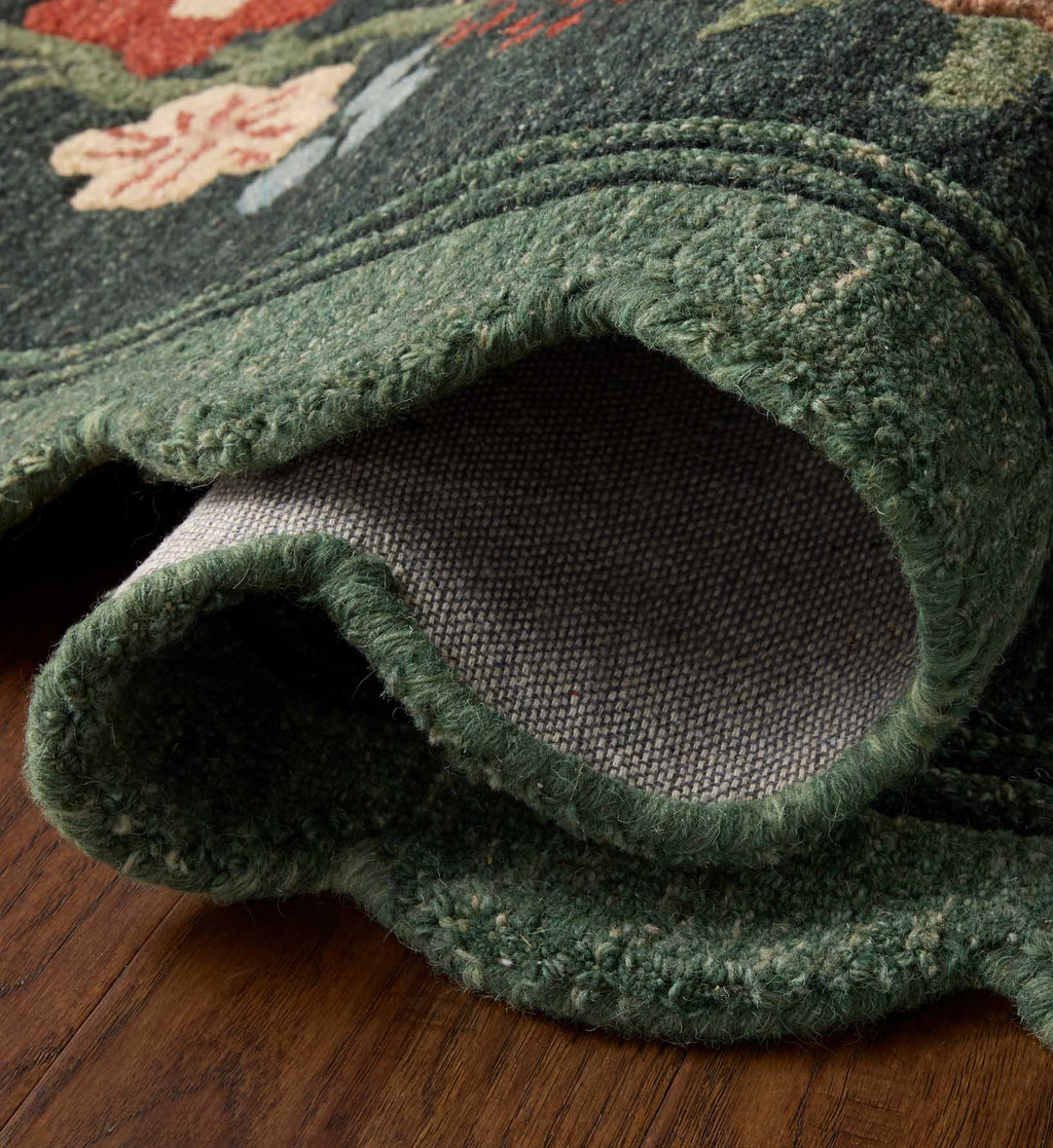 Thistle Wool Hooked Rug - Forest