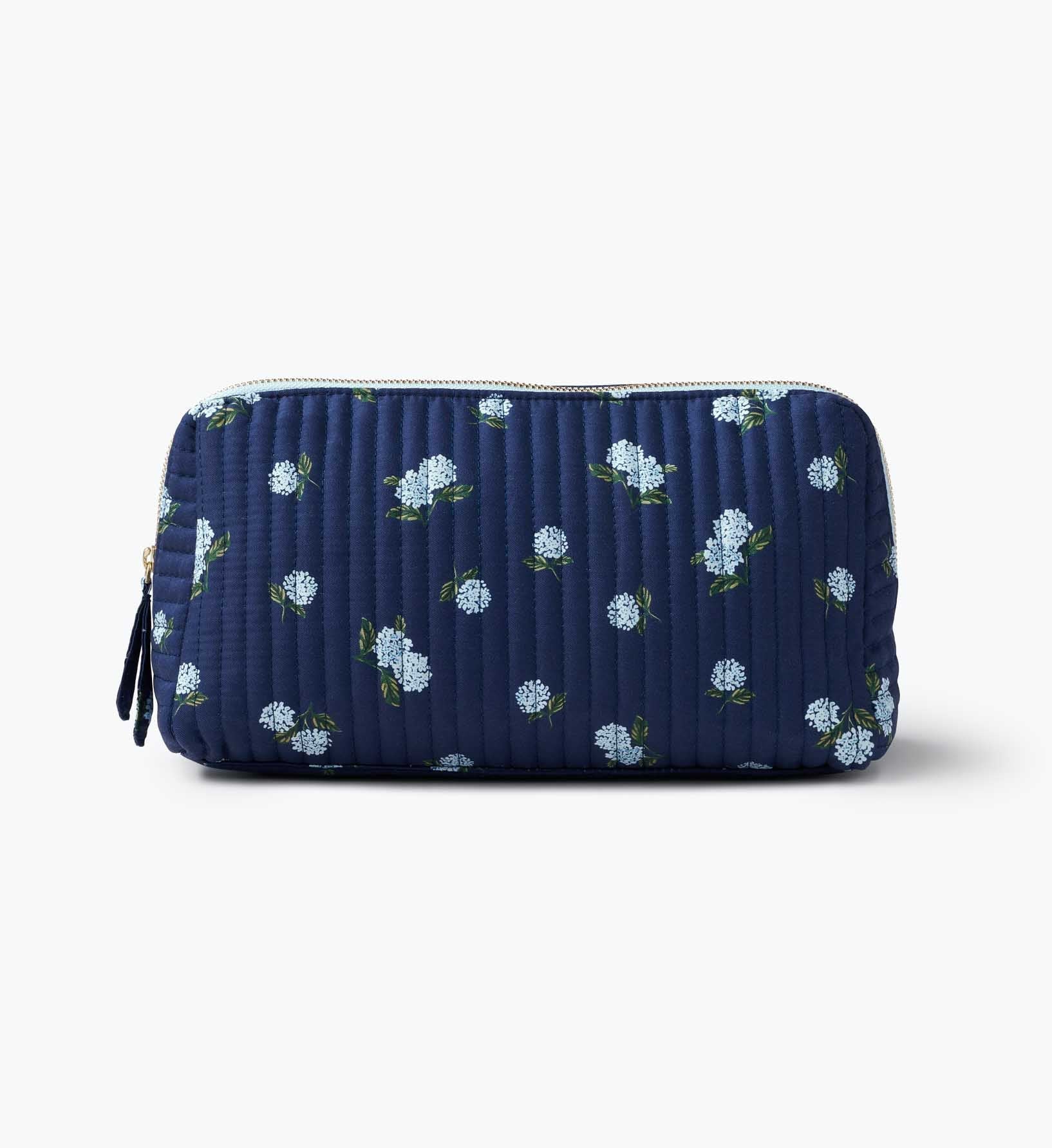 Quilted Large Cosmetic Pouch - Ditsy Hydrangea