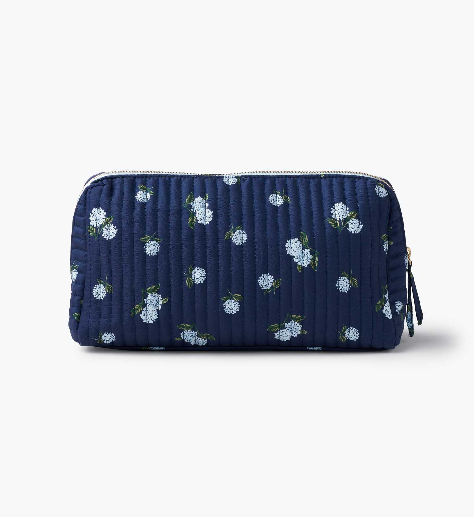 Quilted Large Cosmetic Pouch - Ditsy Hydrangea