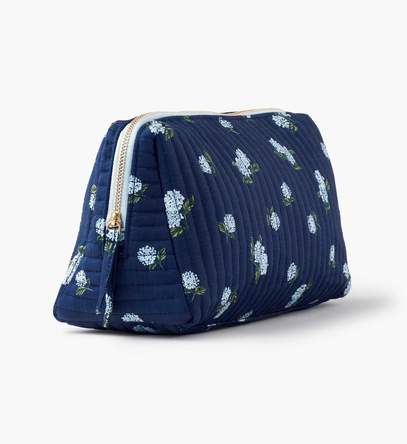 Quilted Large Cosmetic Pouch - Ditsy Hydrangea