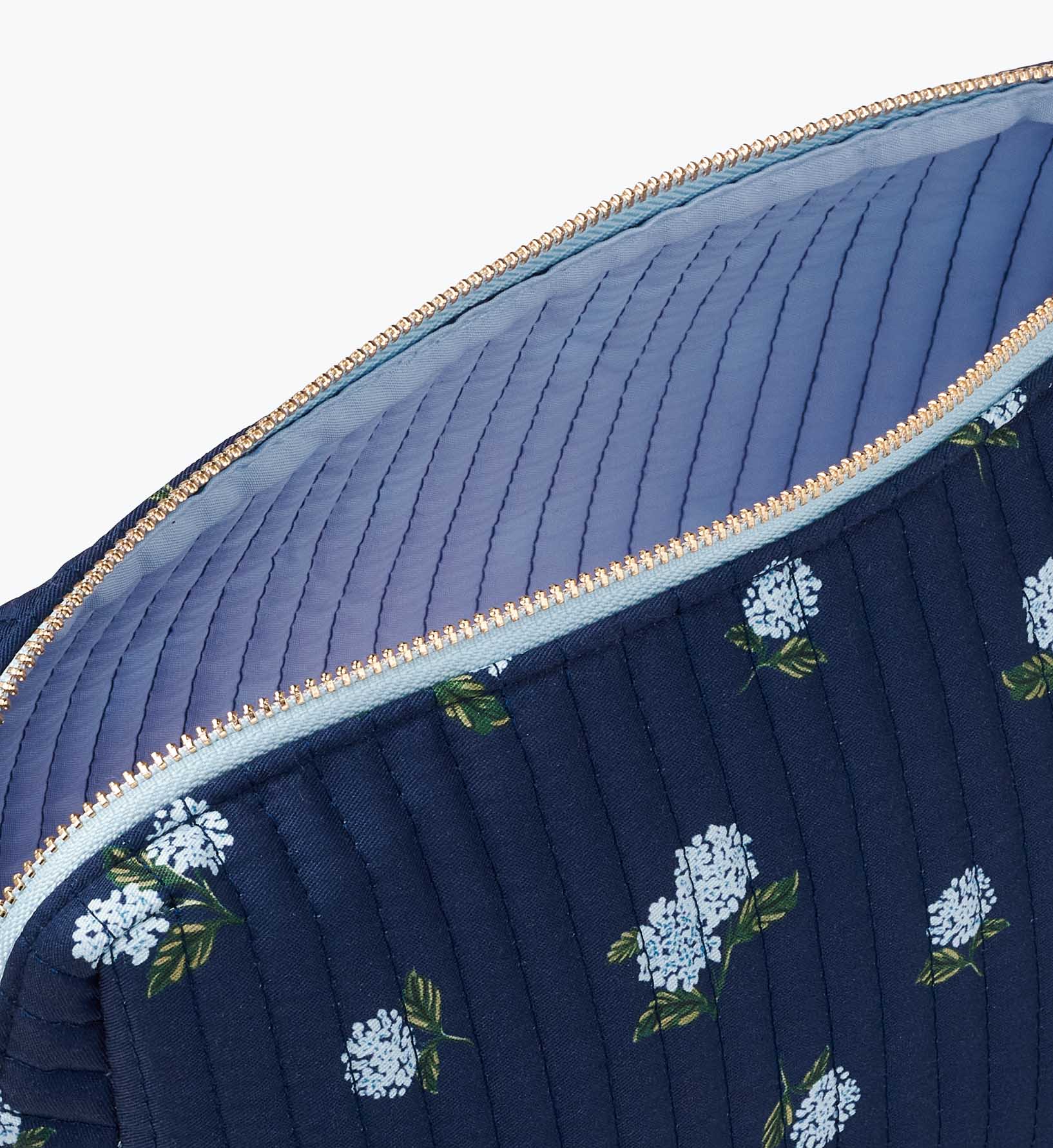Quilted Large Cosmetic Pouch - Ditsy Hydrangea