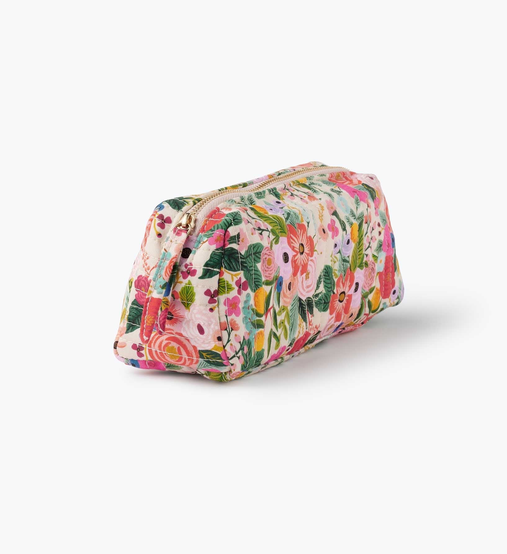 Quilted Small Cosmetic Pouch - Garden Party
