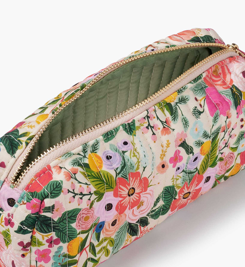Quilted Small Cosmetic Pouch - Garden Party