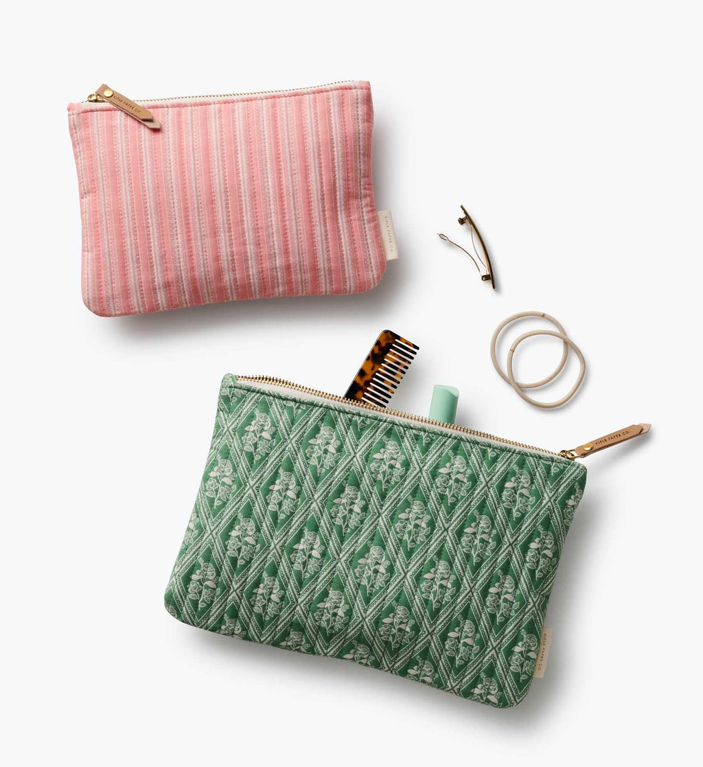 Quilted Pouch Set - Rose Study