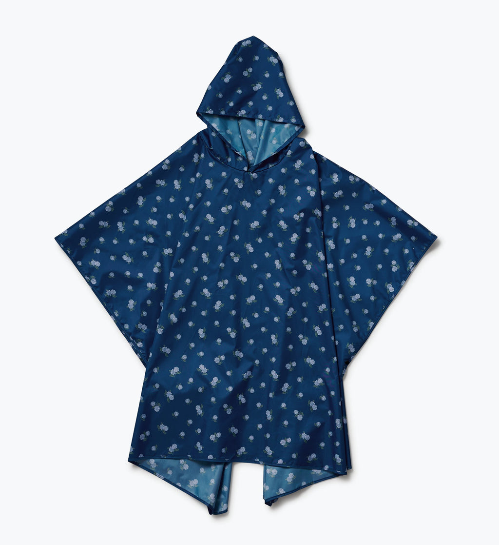 Packable Rain Poncho - Ditsy Hydrangea