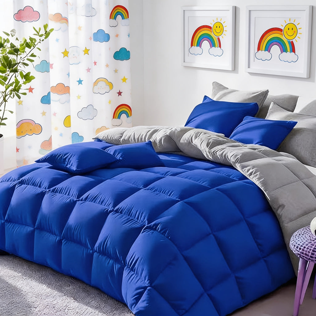 Comforter Set 7 Piece Bed in a Bag Full Queen King Soft Satin-Like Fabric with Fitted Sheet Flat Sheet Pillowcases Breathable Bedding Set for Bedroom Hotel