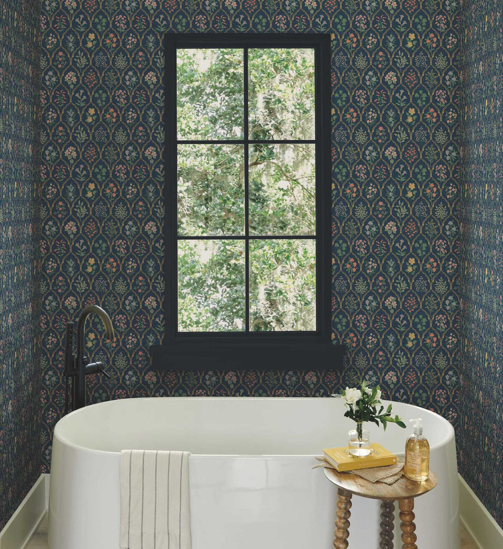 Hawthorne Wallpaper - Navy Multi