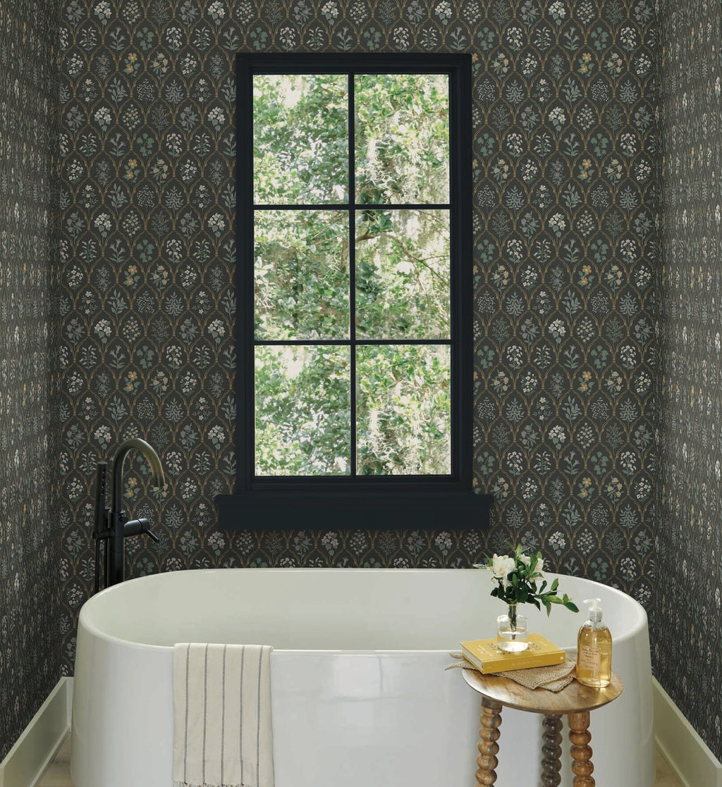 Hawthorne Wallpaper - Black Linen