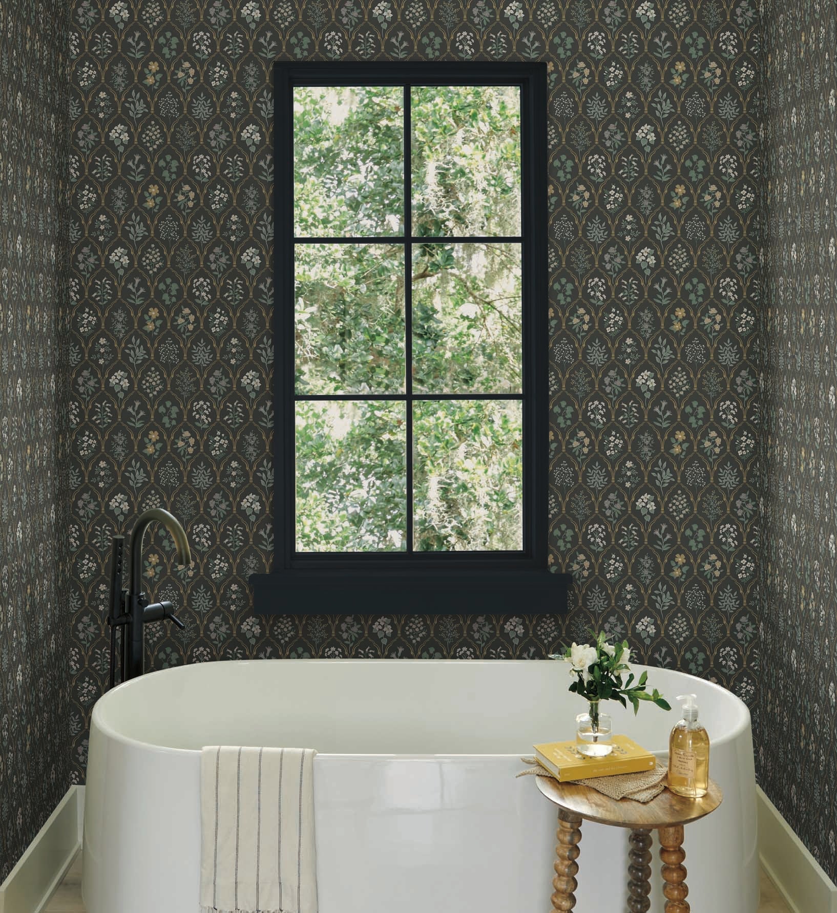 Hawthorne Wallpaper - Black Linen