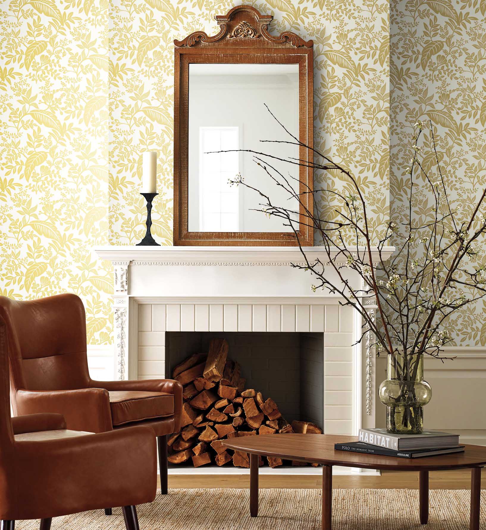 Canopy Wallpaper - Metallic Gold & White