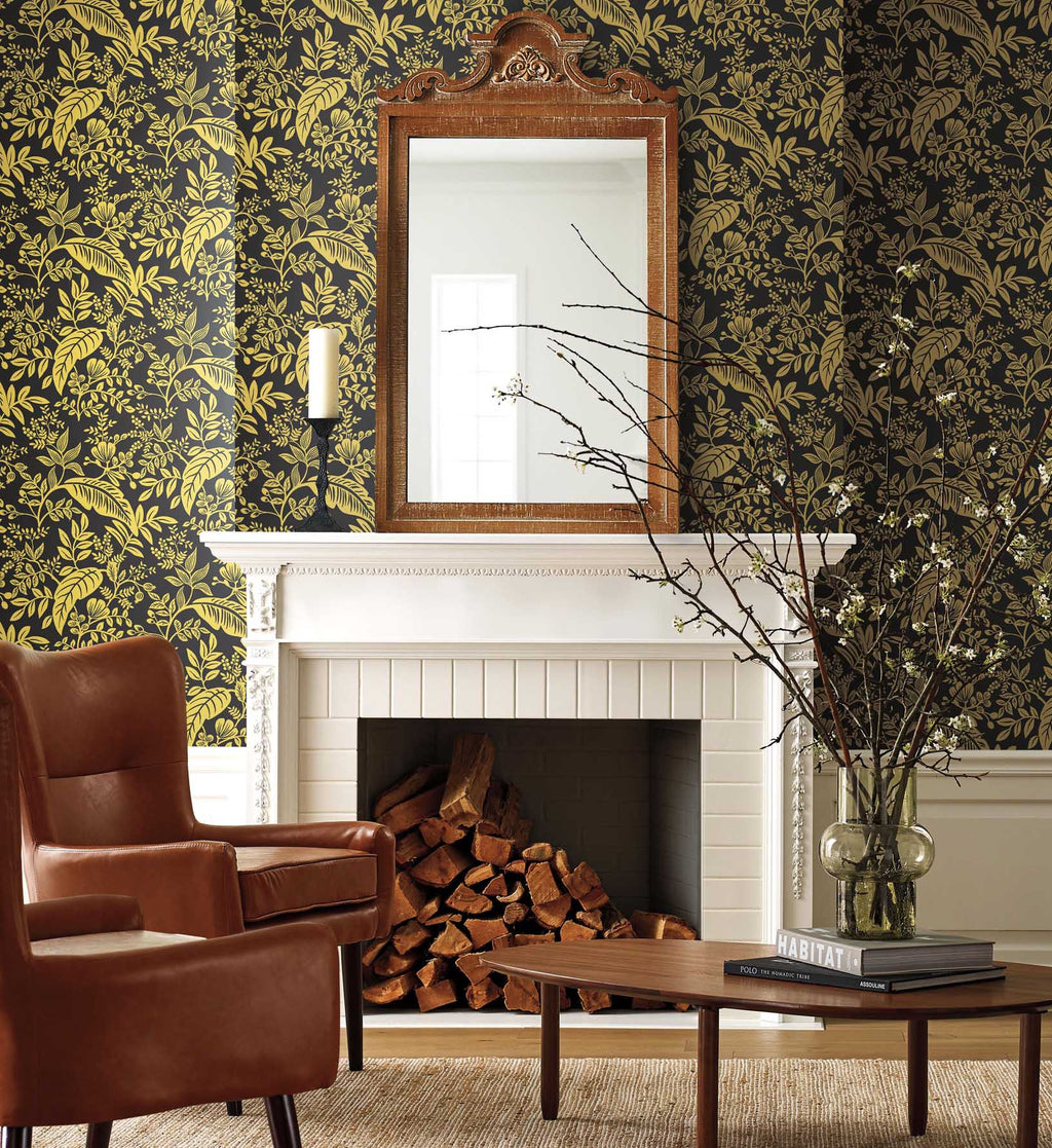 Canopy Wallpaper - Metallic Gold & Black