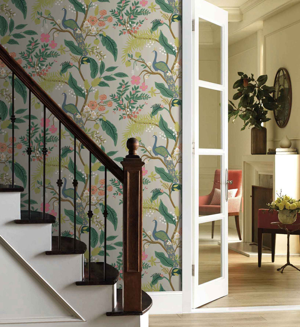 Peacock Wallpaper - Linen