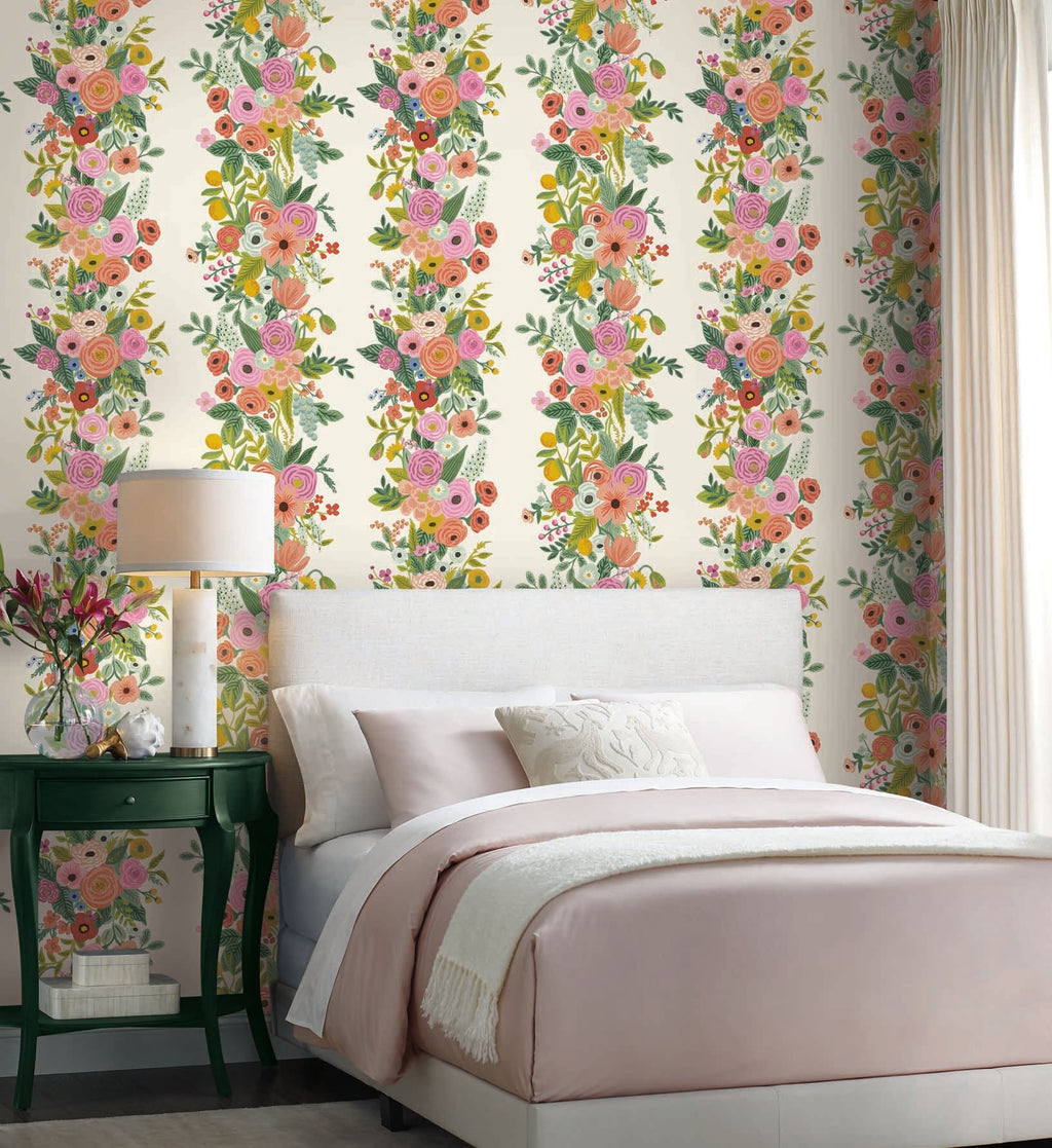 Garden Party Trellis Wallpaper - Rose Multi
