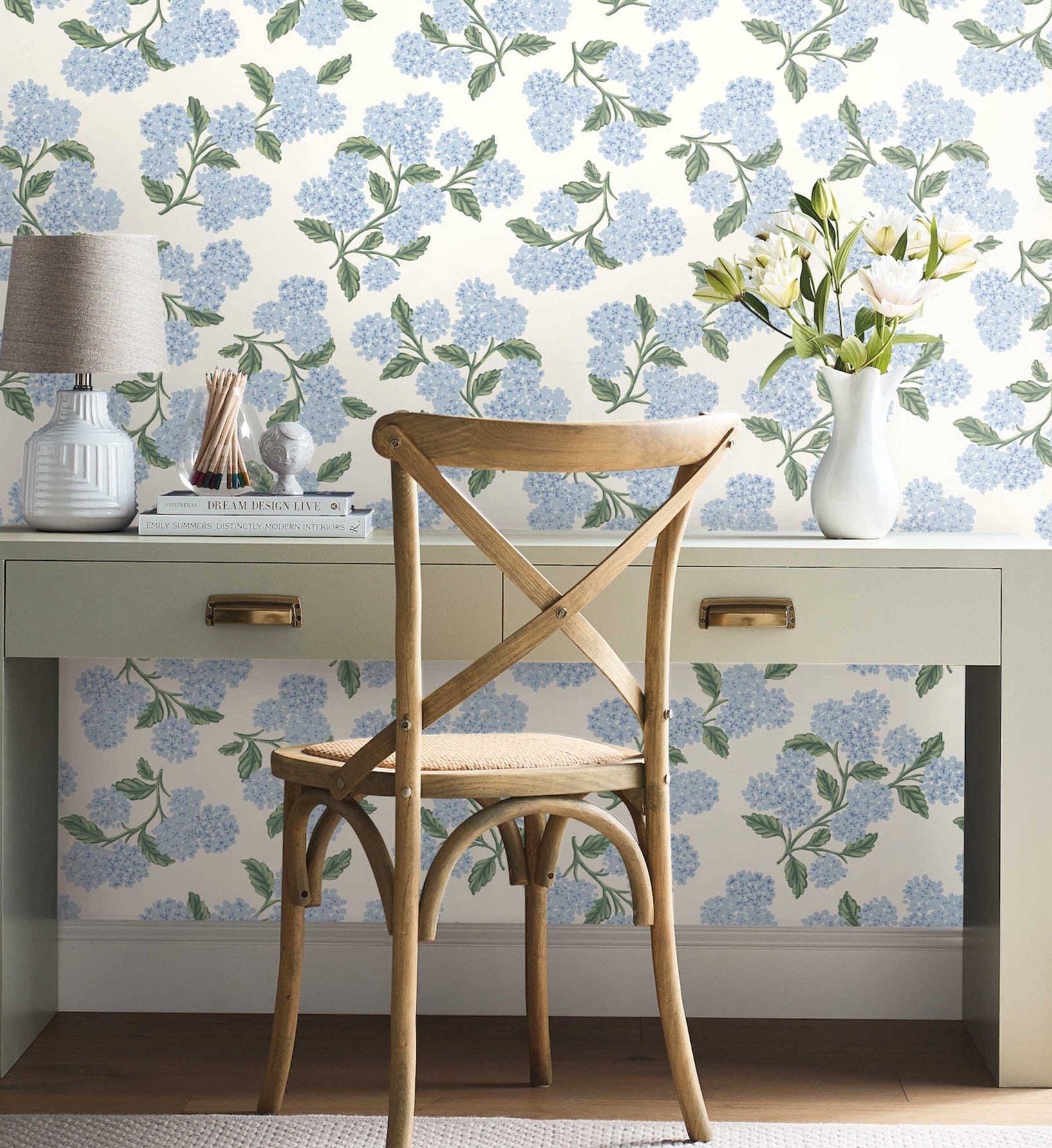 Hydrangea Peel & Stick Wallpaper - Blue & White