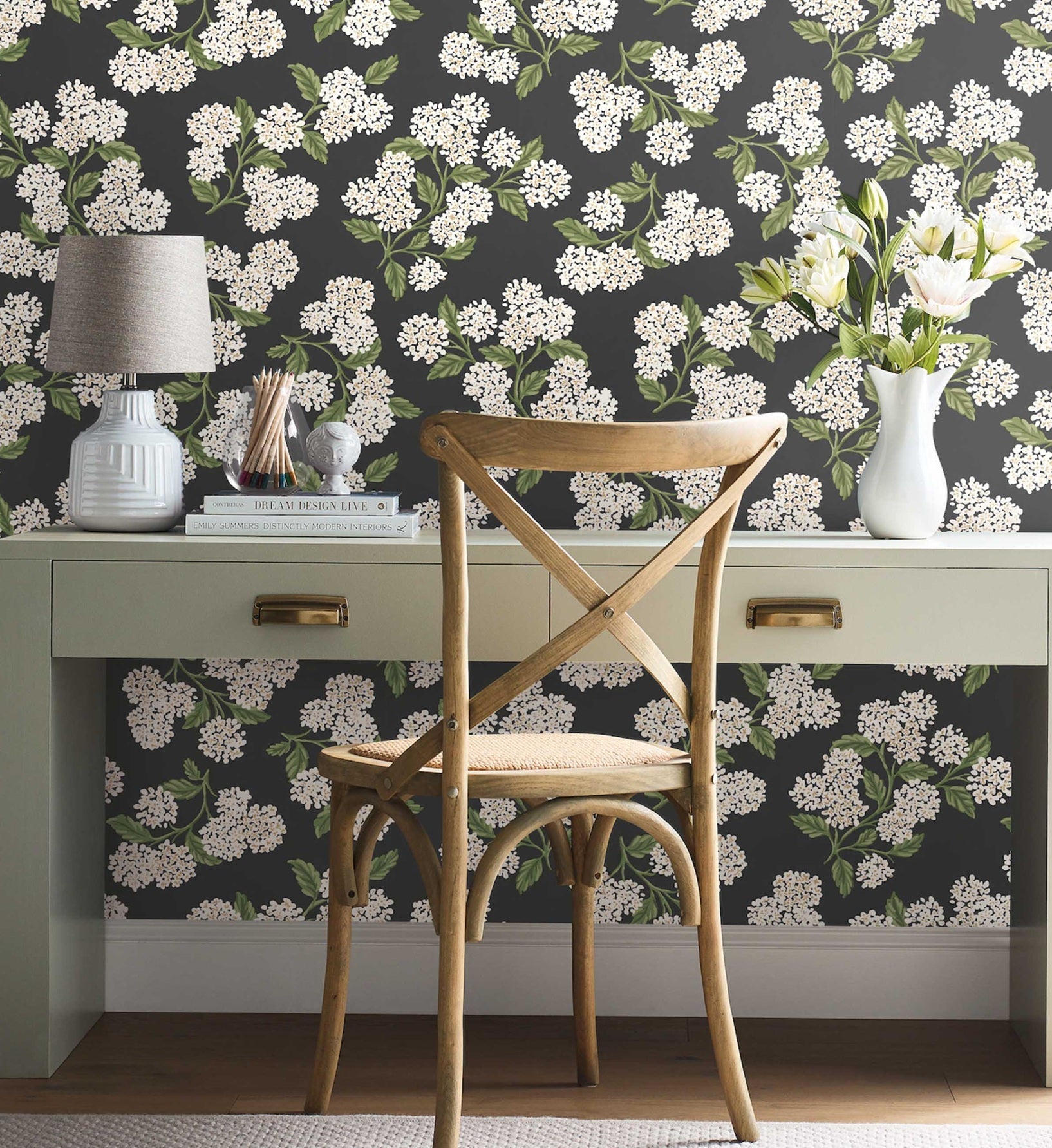 Hydrangea Peel & Stick Wallpaper - Black & White