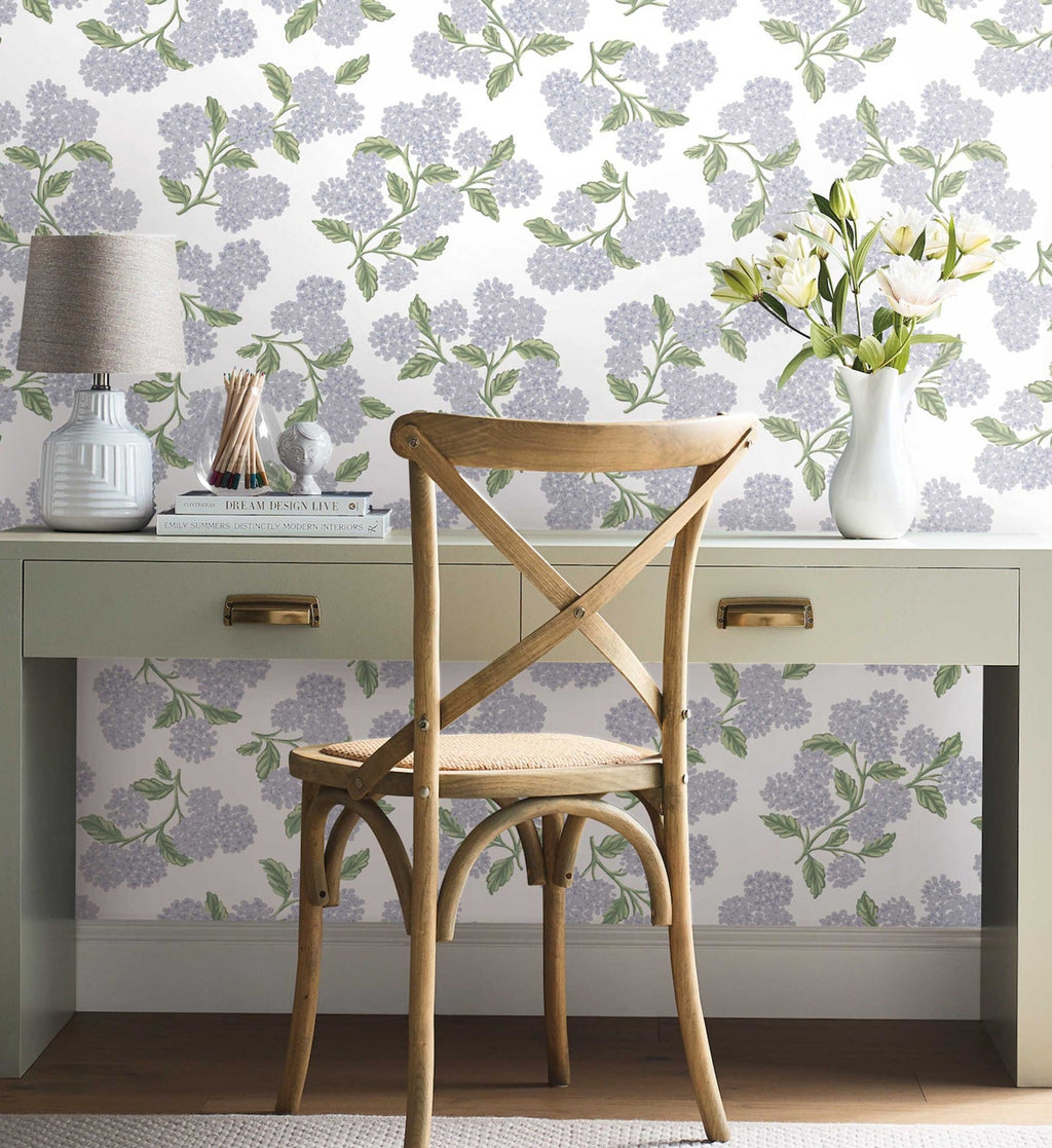 Hydrangea Peel & Stick Wallpaper - Lilac & White