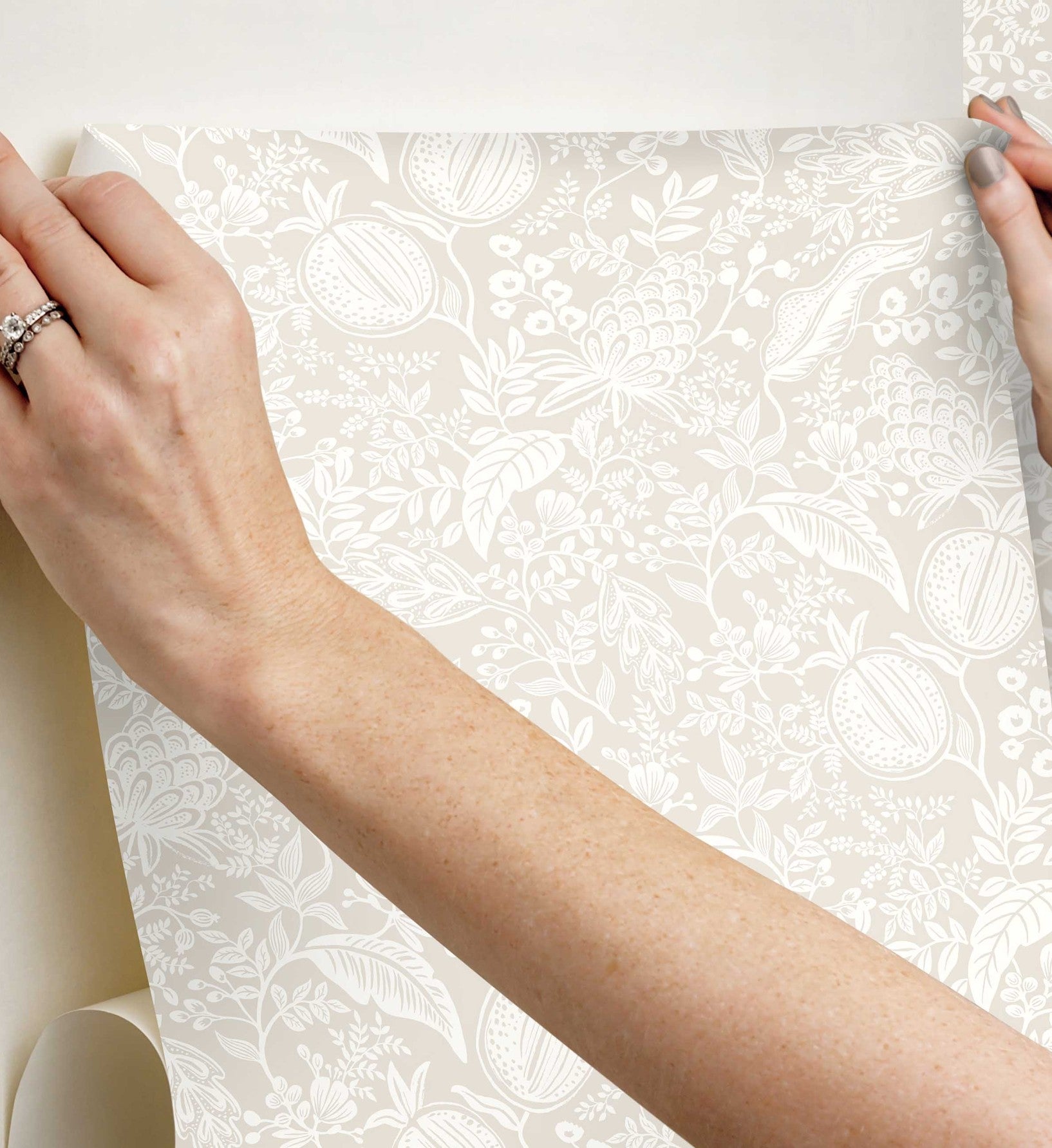 Pomegranate Peel & Stick Wallpaper - Beige & White