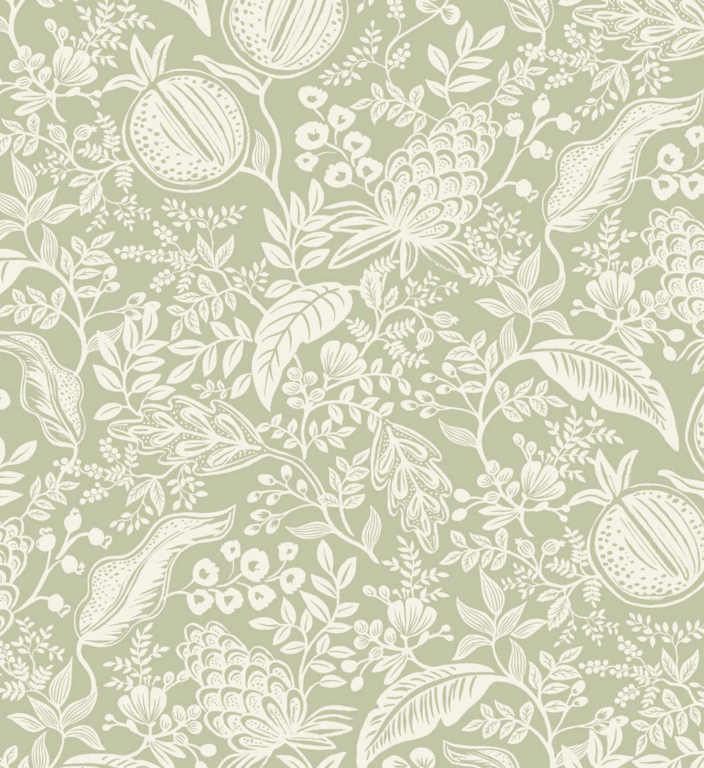 Pomegranate Peel & Stick Wallpaper - Pistachio & White